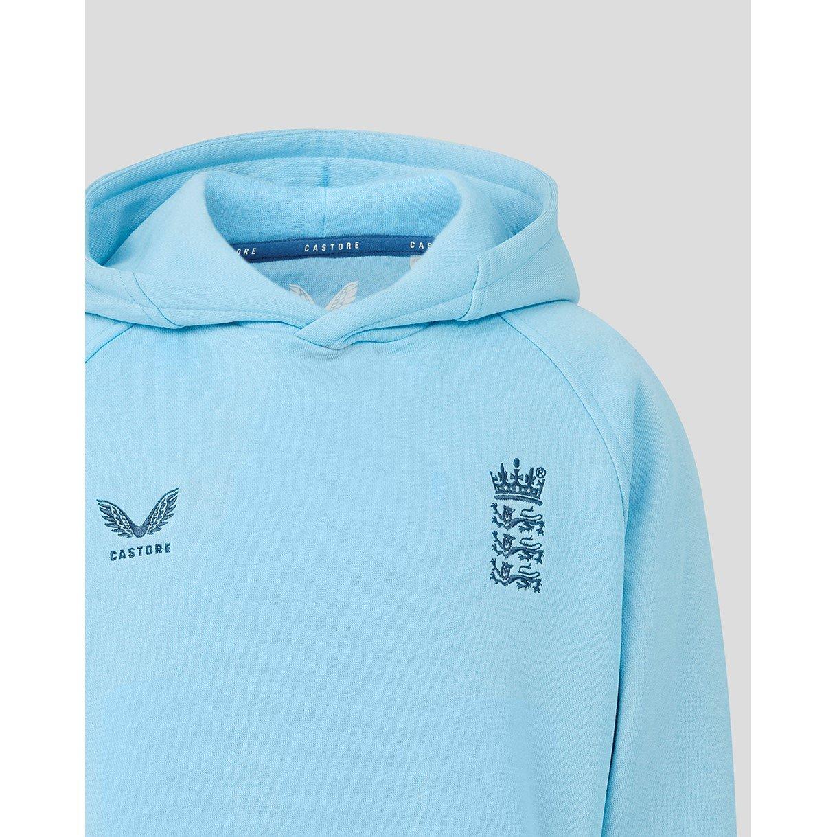 Bleu Aéré - Castore - Unisex Kids 26/27 England Cricket Performance Hoodie - 5