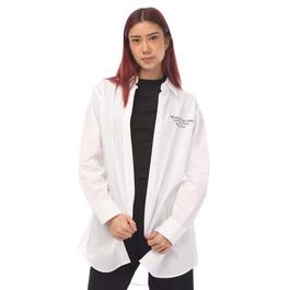 Off White Embroidery Over Shirt Dress