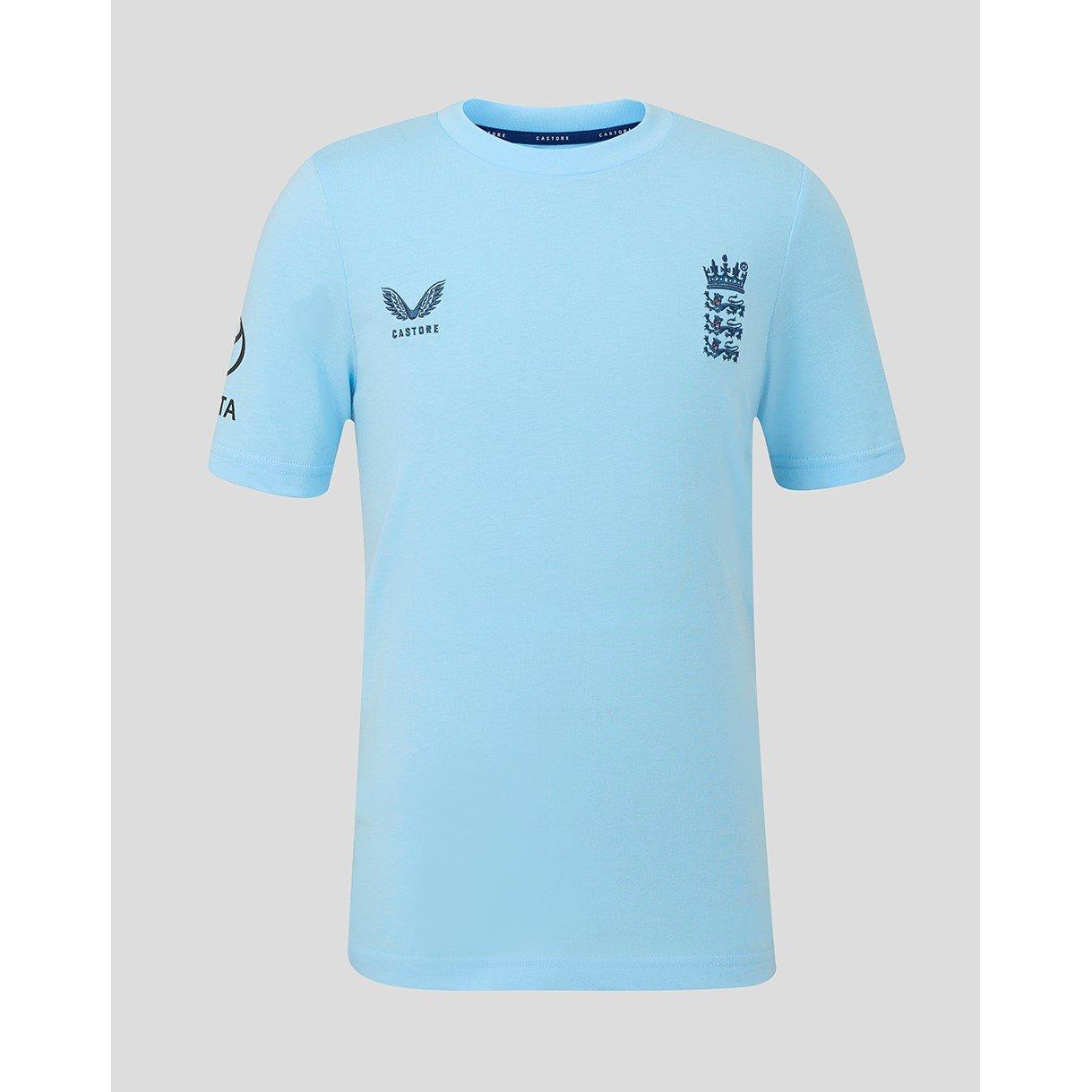 Airy Blue - Castore - Unisex Kids 26/27 England Cricket Crew Neck T-Shirt - 1