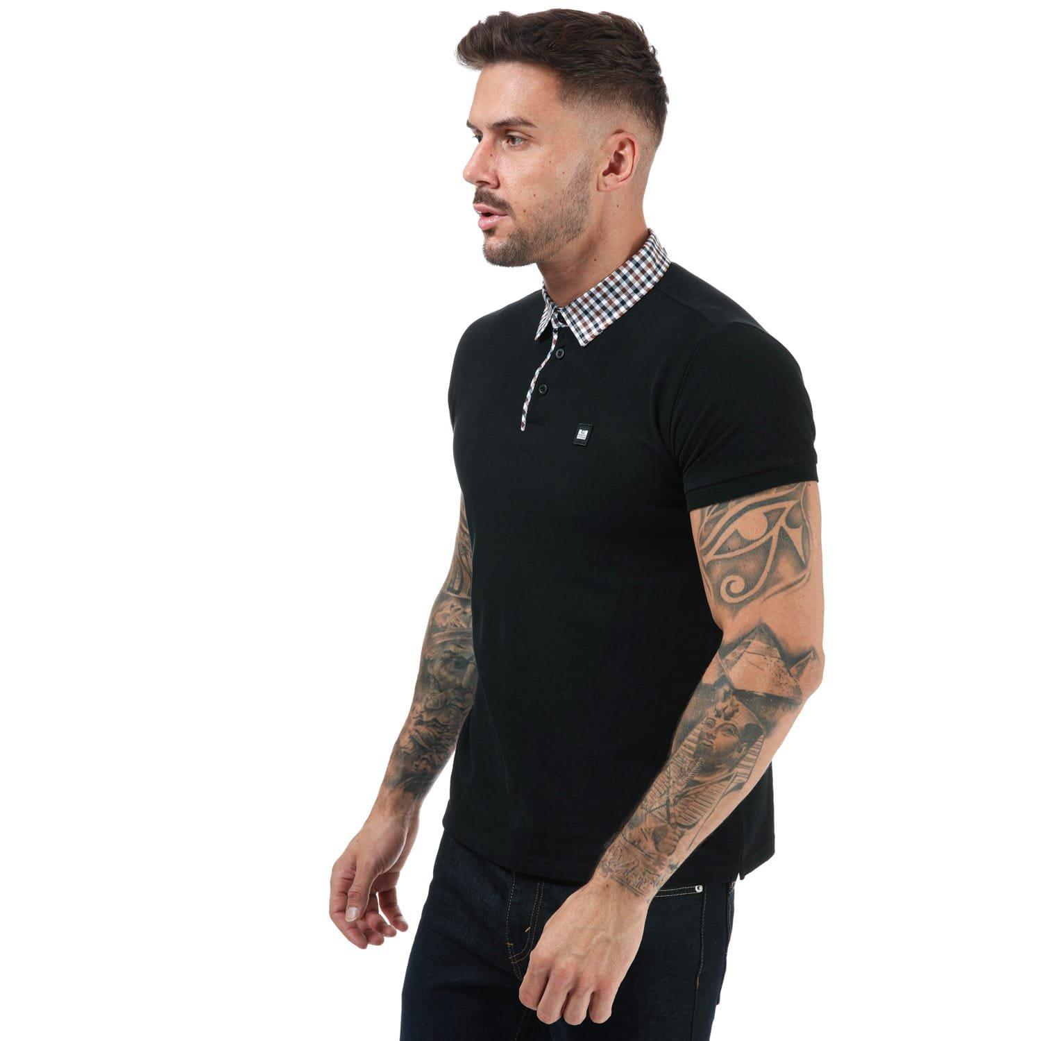 Black - Weekend Offender - Nicks Check Collar Polo Shirt - 1