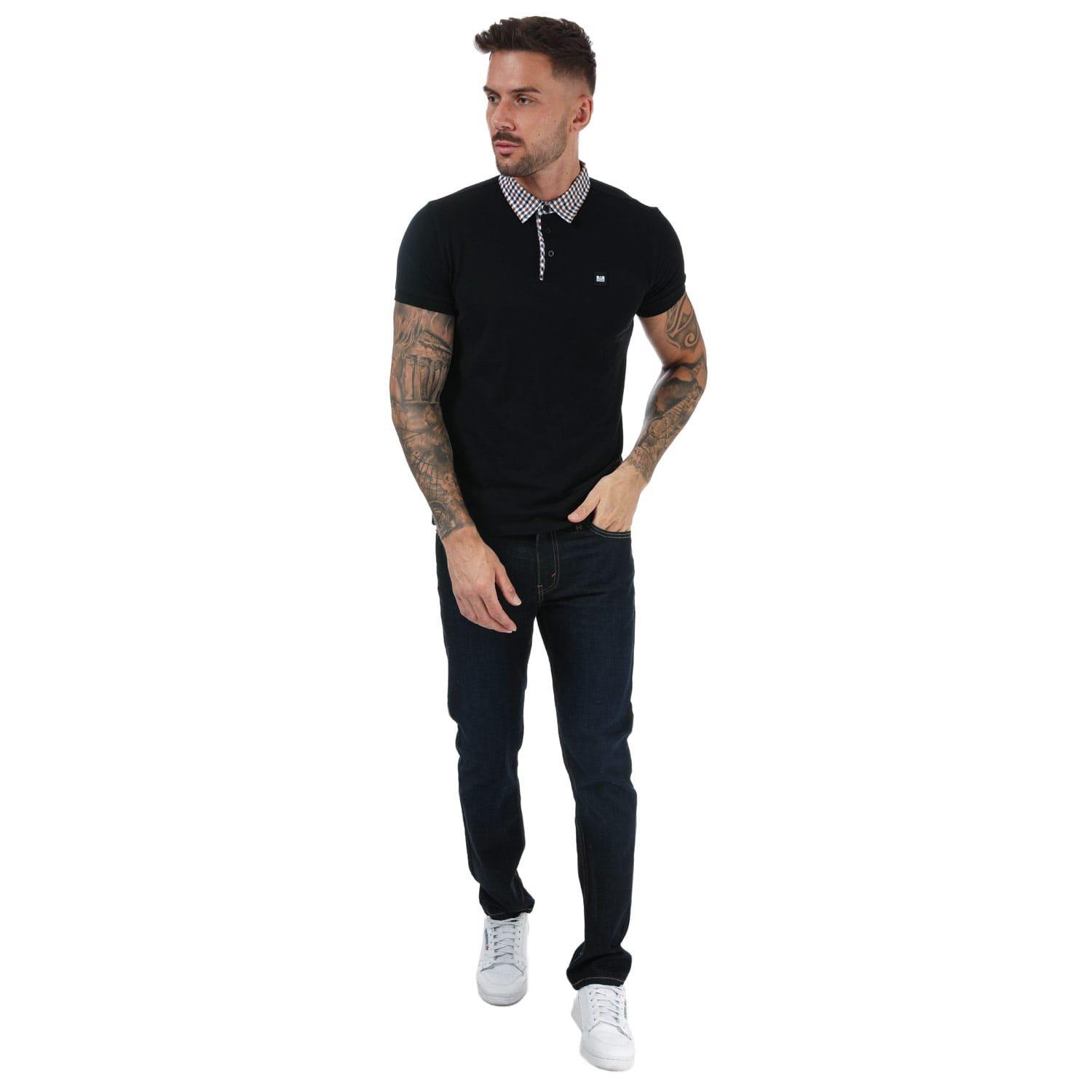 Black - Weekend Offender - Nicks Check Collar Polo Shirt - 3