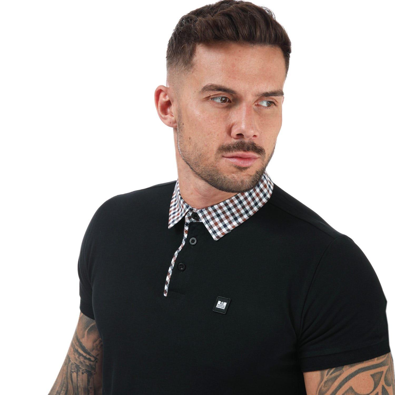 Black - Weekend Offender - Nicks Check Collar Polo Shirt - 5