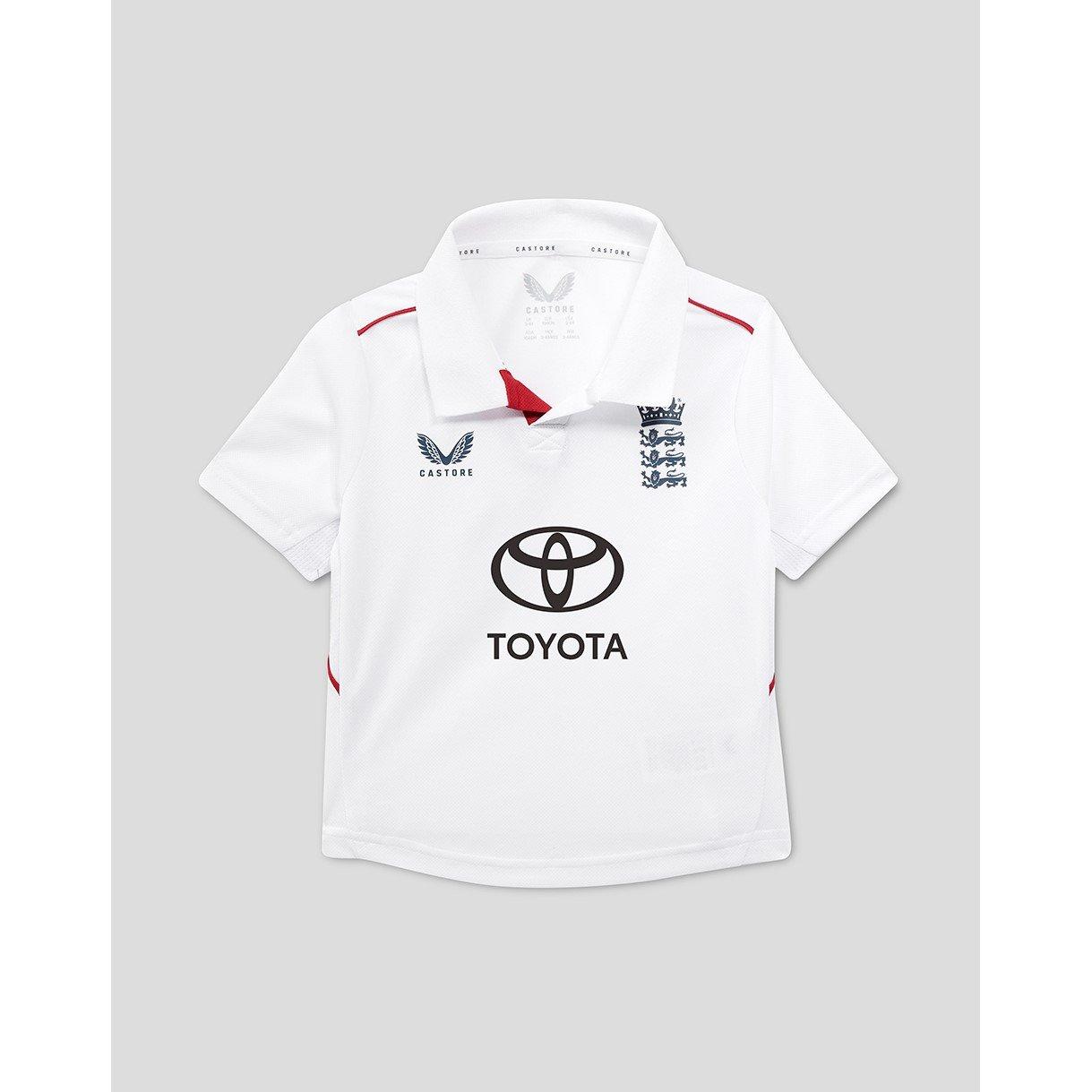 Castore  Infant Kids 26/27 England Cricket Test Shirt - White - 5-6 Yrs