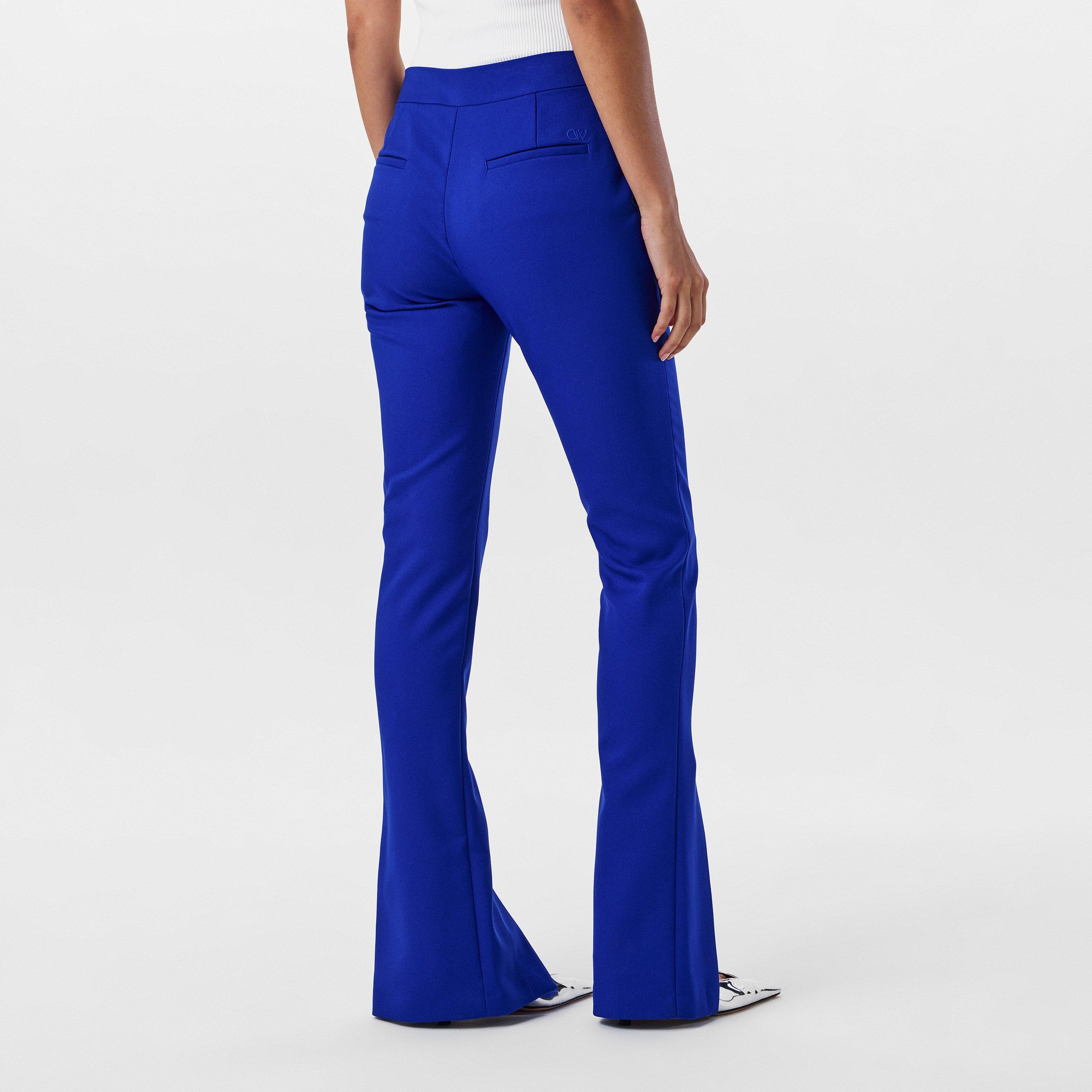 Blue - Off White - Women's Pant, High-Waisted Slim Fit Trousers - 4