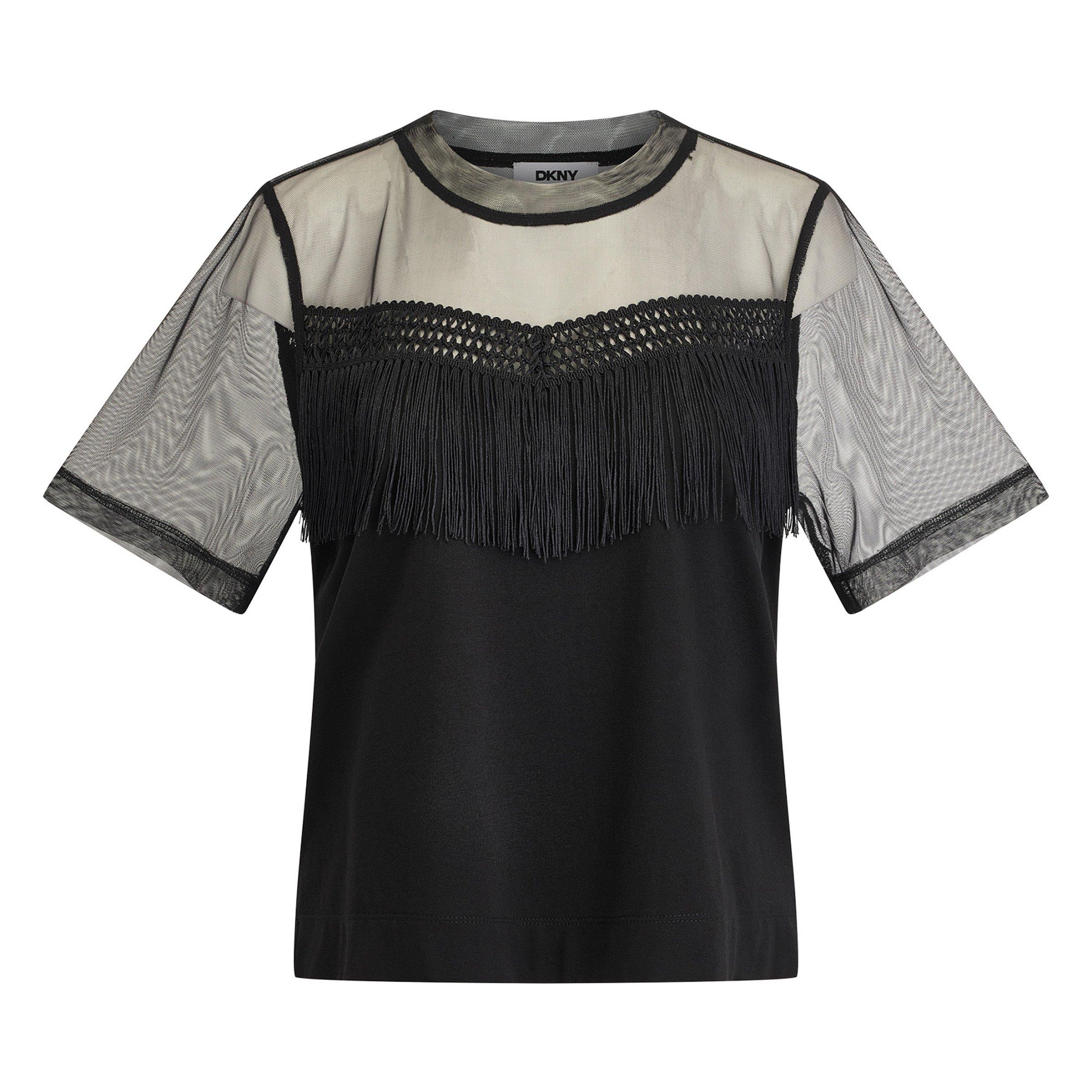 Black - DKNY - DKNY Fringe Top Ld63 - 2