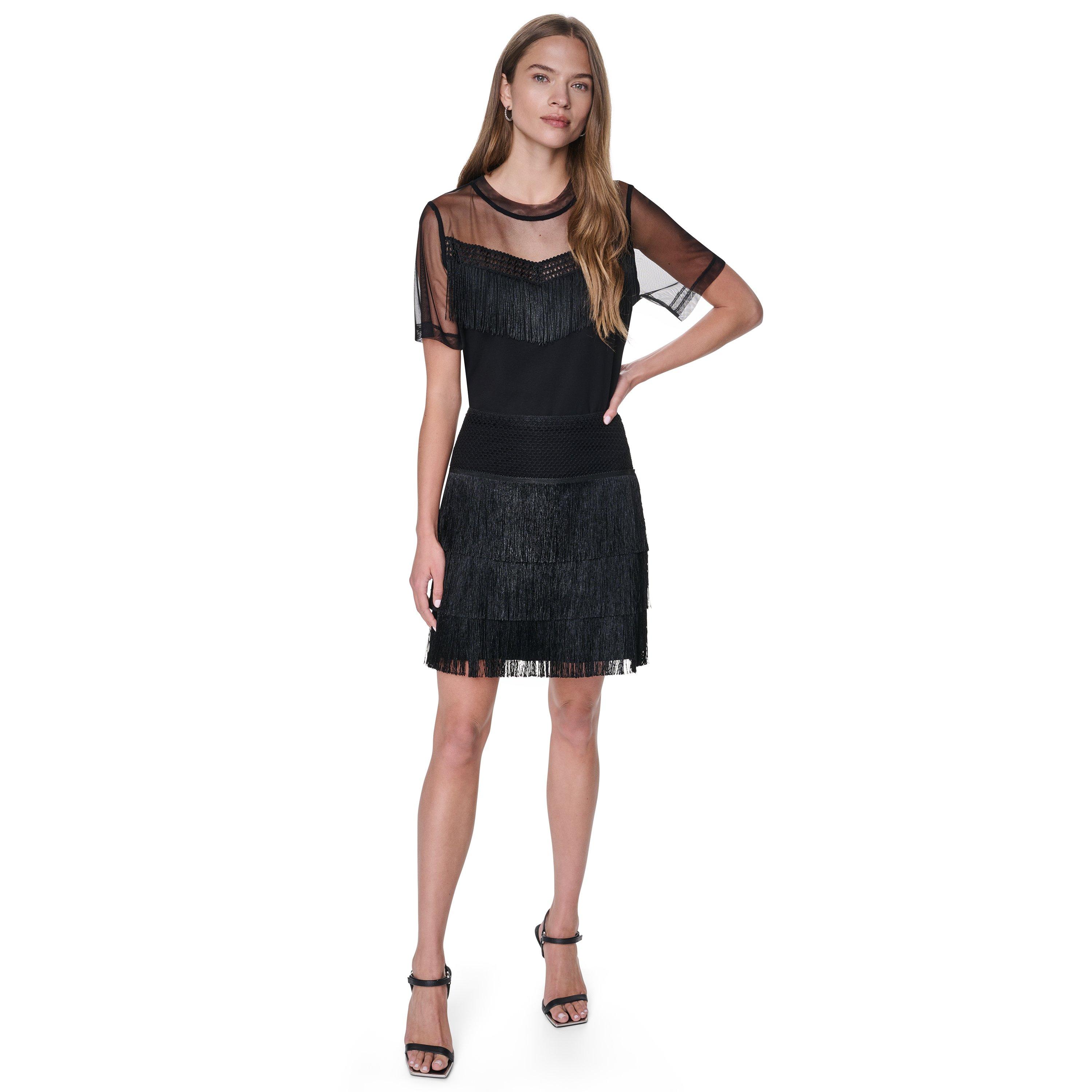 Black - DKNY - DKNY Fringe Top Ld63 - 7