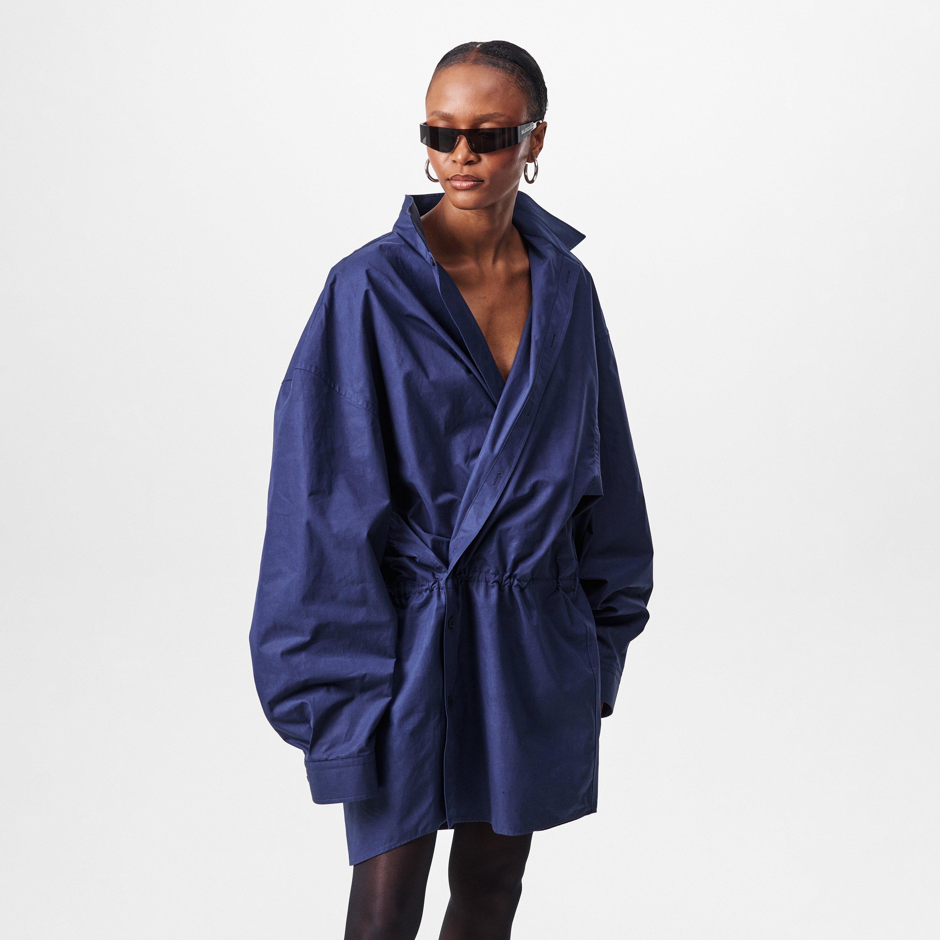 BALENCIAGA バレンシアガ 25SS Mini Shirt Dress オーバーシャツワンピース 814136 TRM17 ネイビー 34 Balenciaga Oversized Fit Cotton Mini Dress, Brand Size 36 ( US
