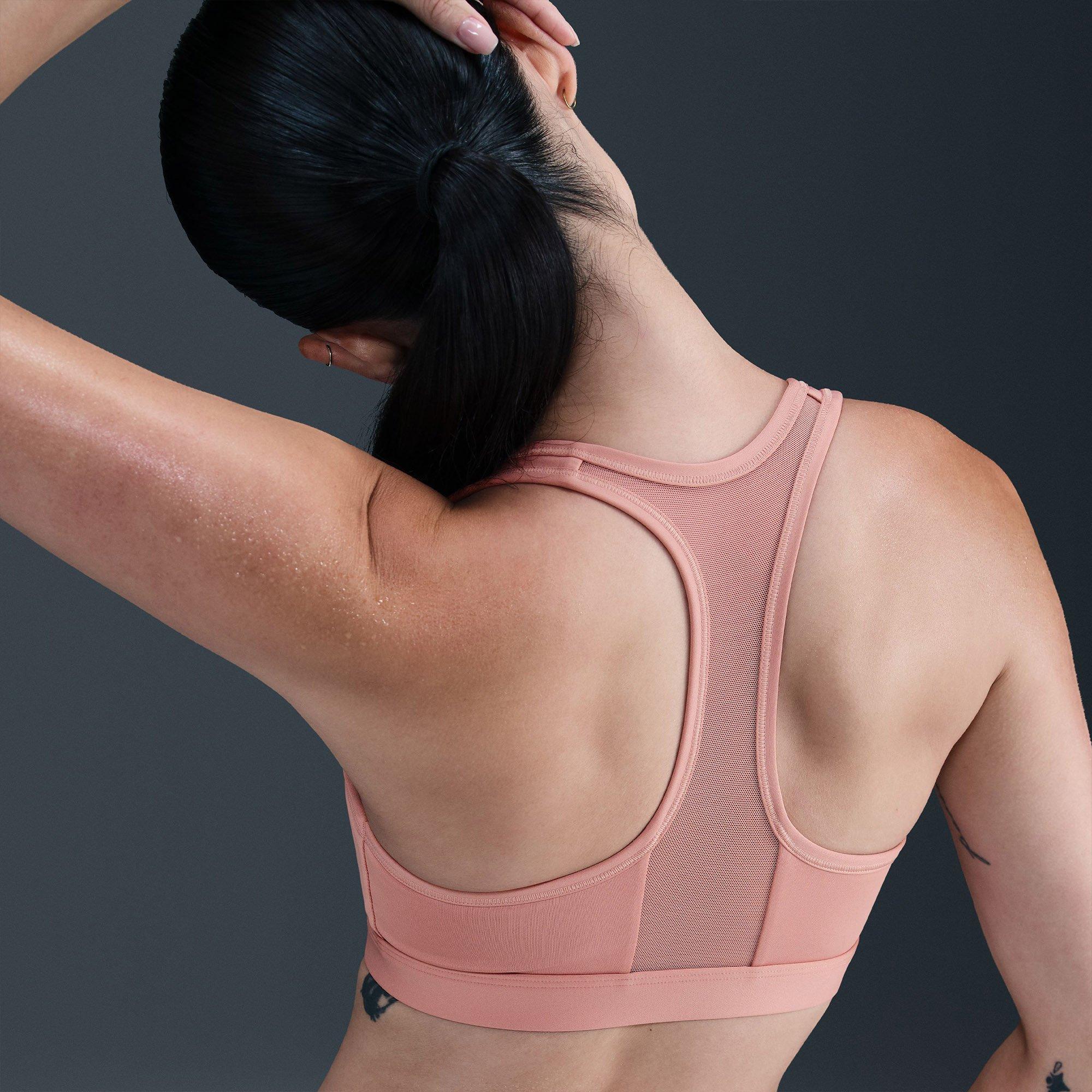 Pink - Nike - Front Zip Womens Medium Support Padded Sports Bra - 4