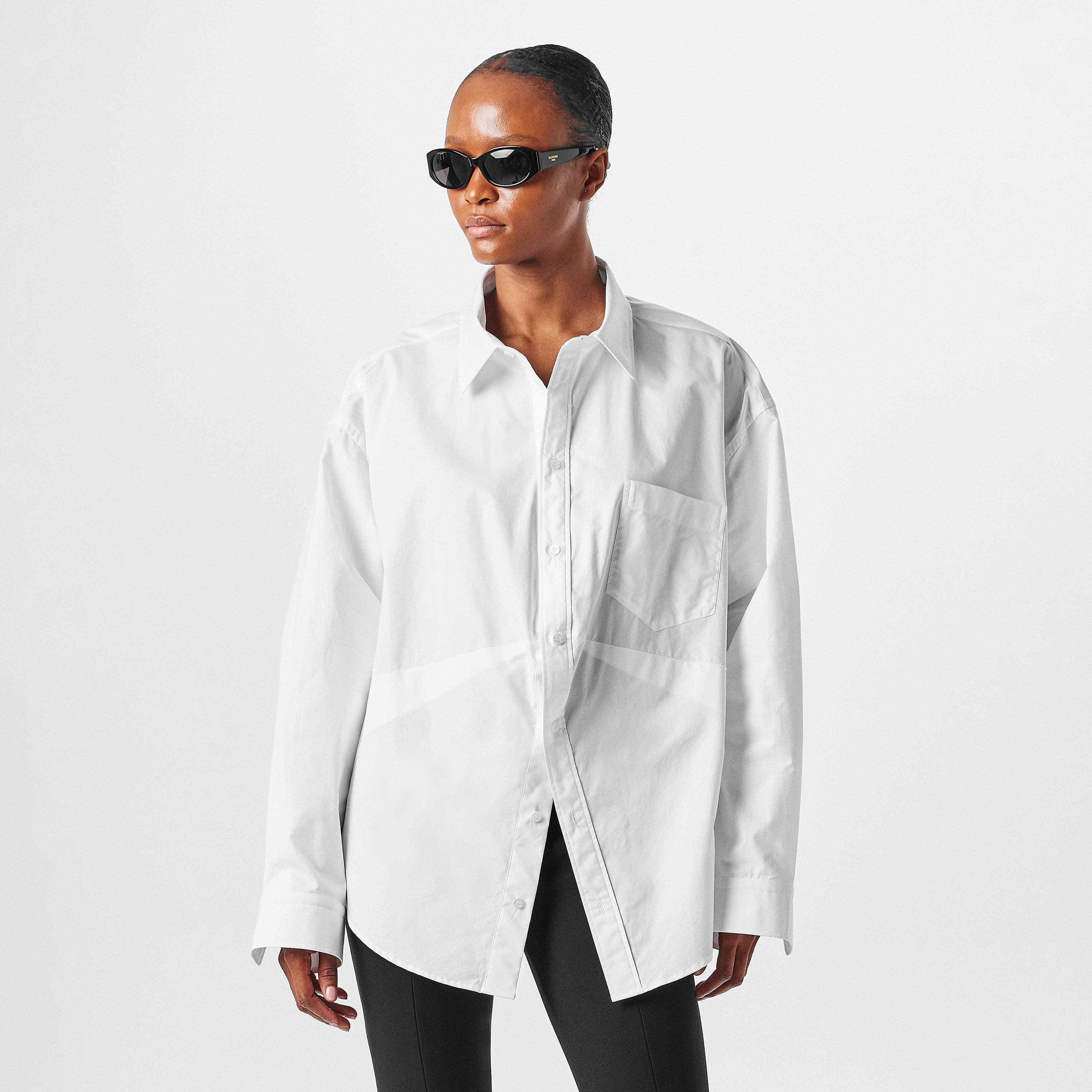 White - Balenciaga - Logo Embroidered Shirt - 3