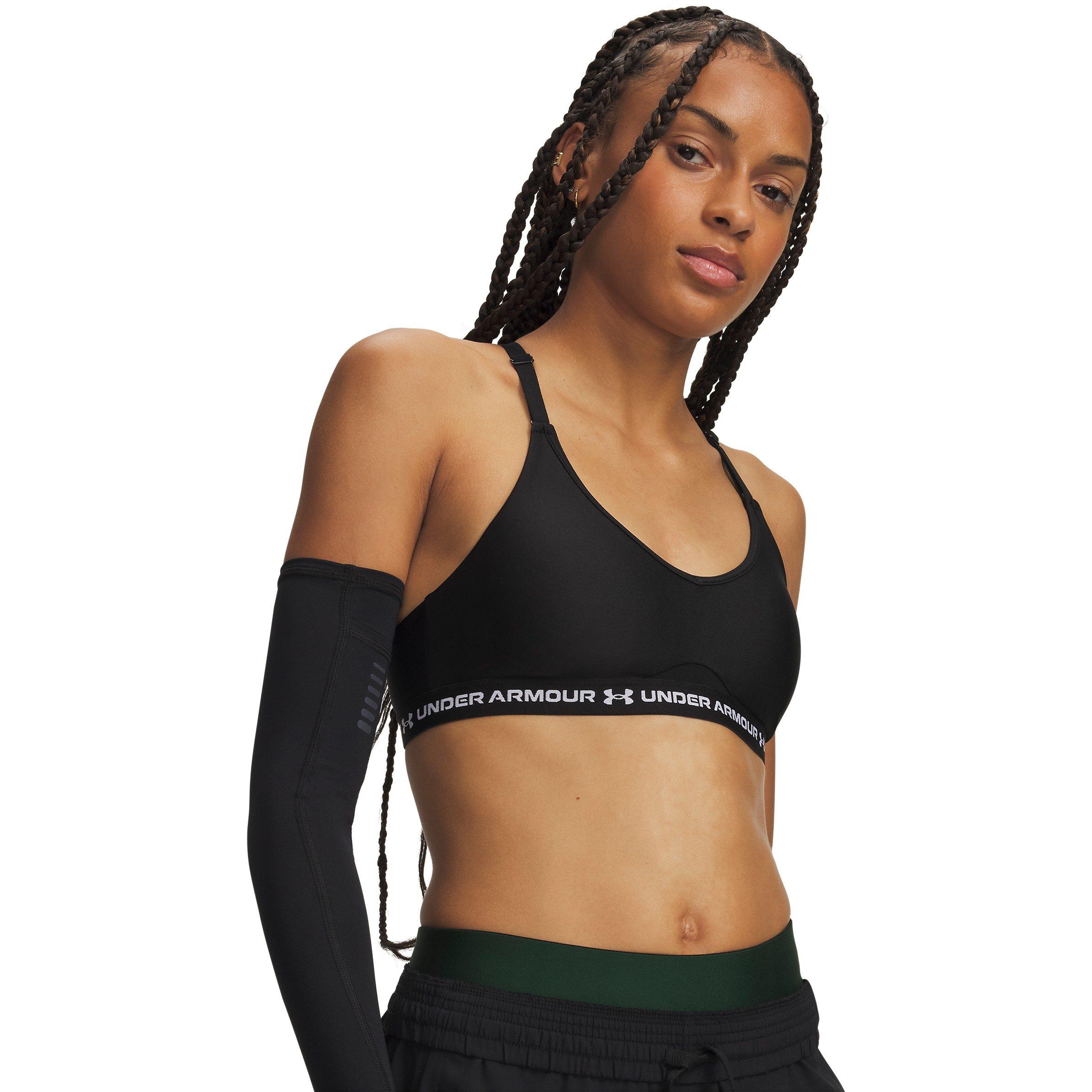 Black/White - Under Armour - Women's Crossback Non-Wired Low Impact Sports Bra - 1