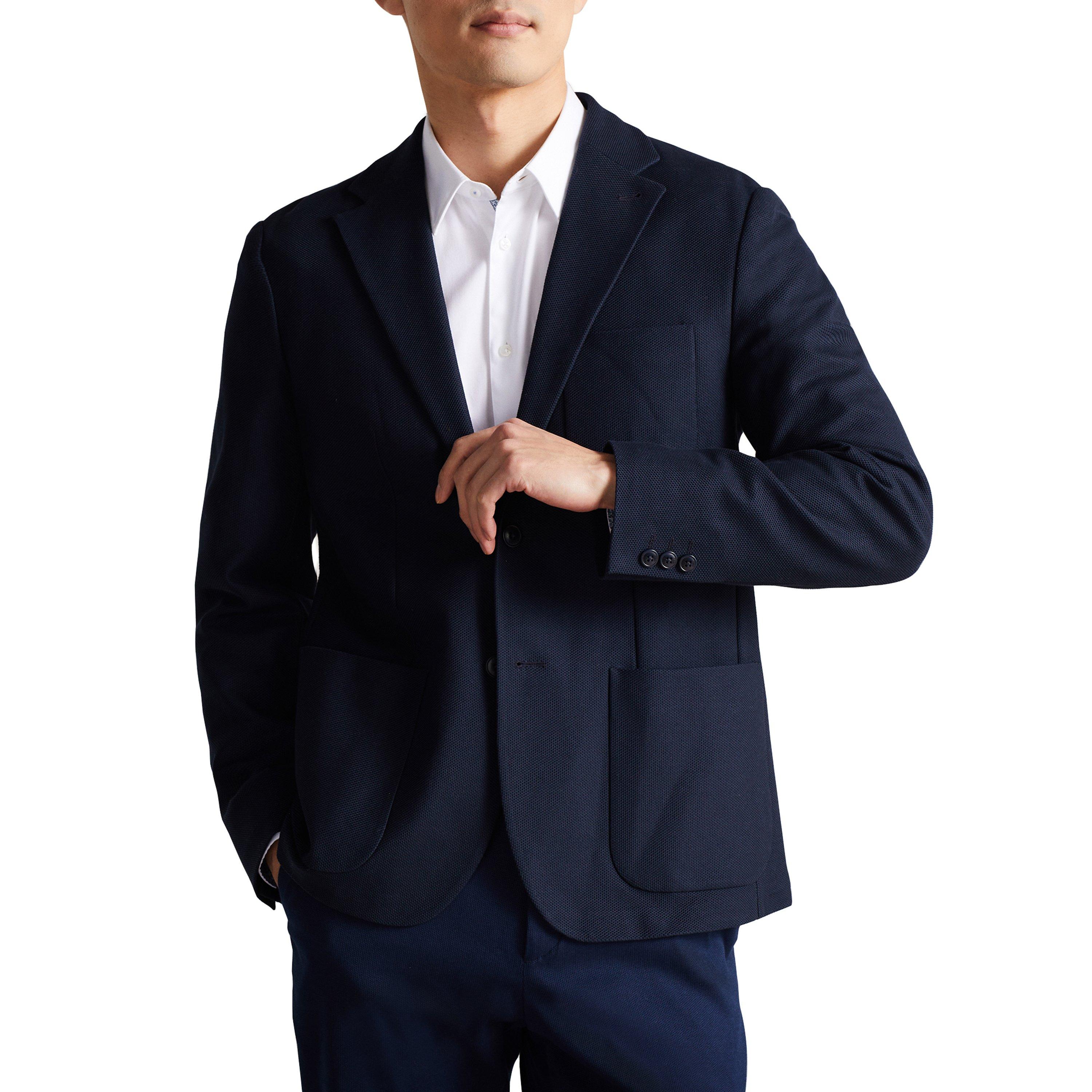 blu navy - Ted Baker - Men's Keils Cotton Long Sleeve Blazer - 3