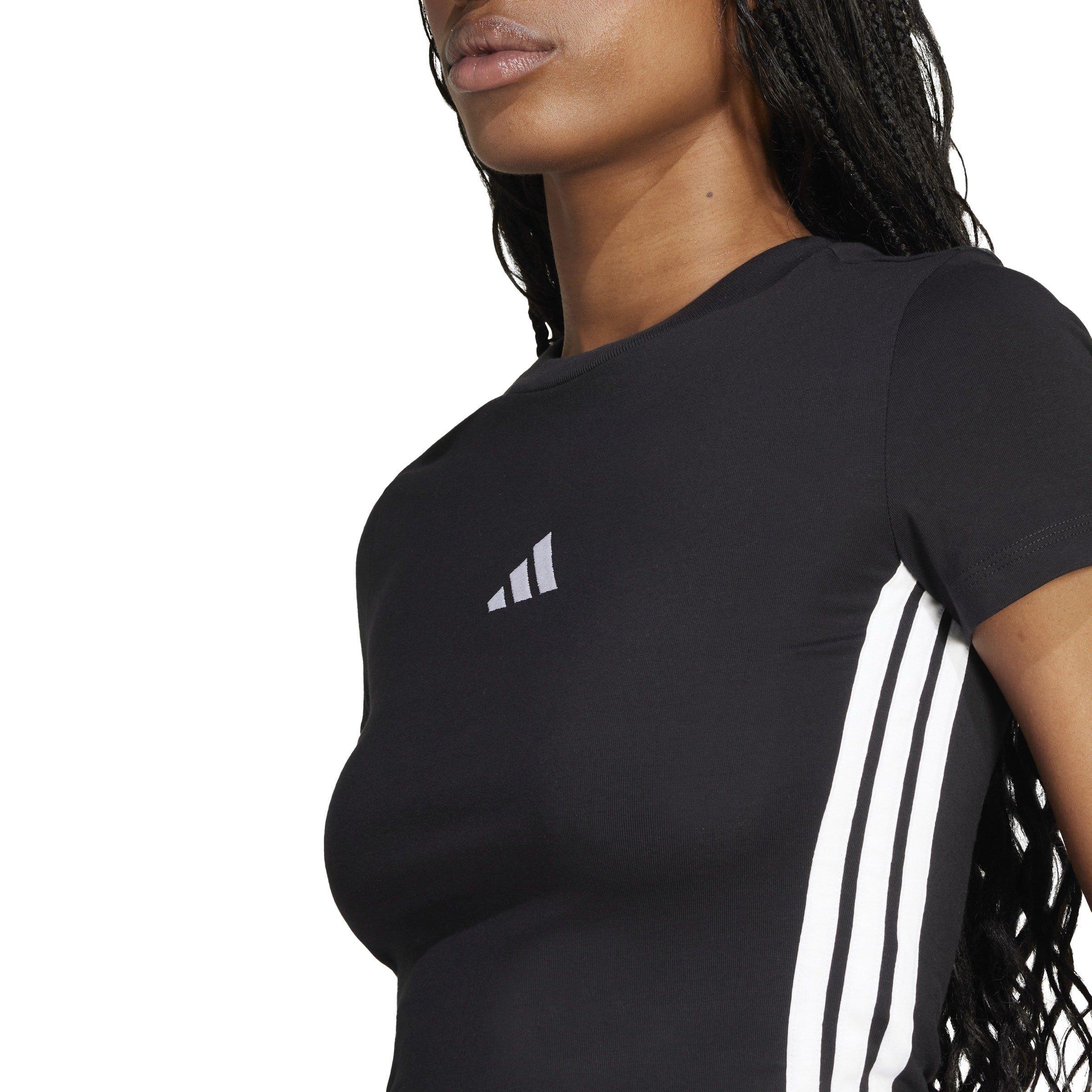 Black/White - adidas - Essentials 3-Stripes Slim Baby T-Shirt Womens - 6