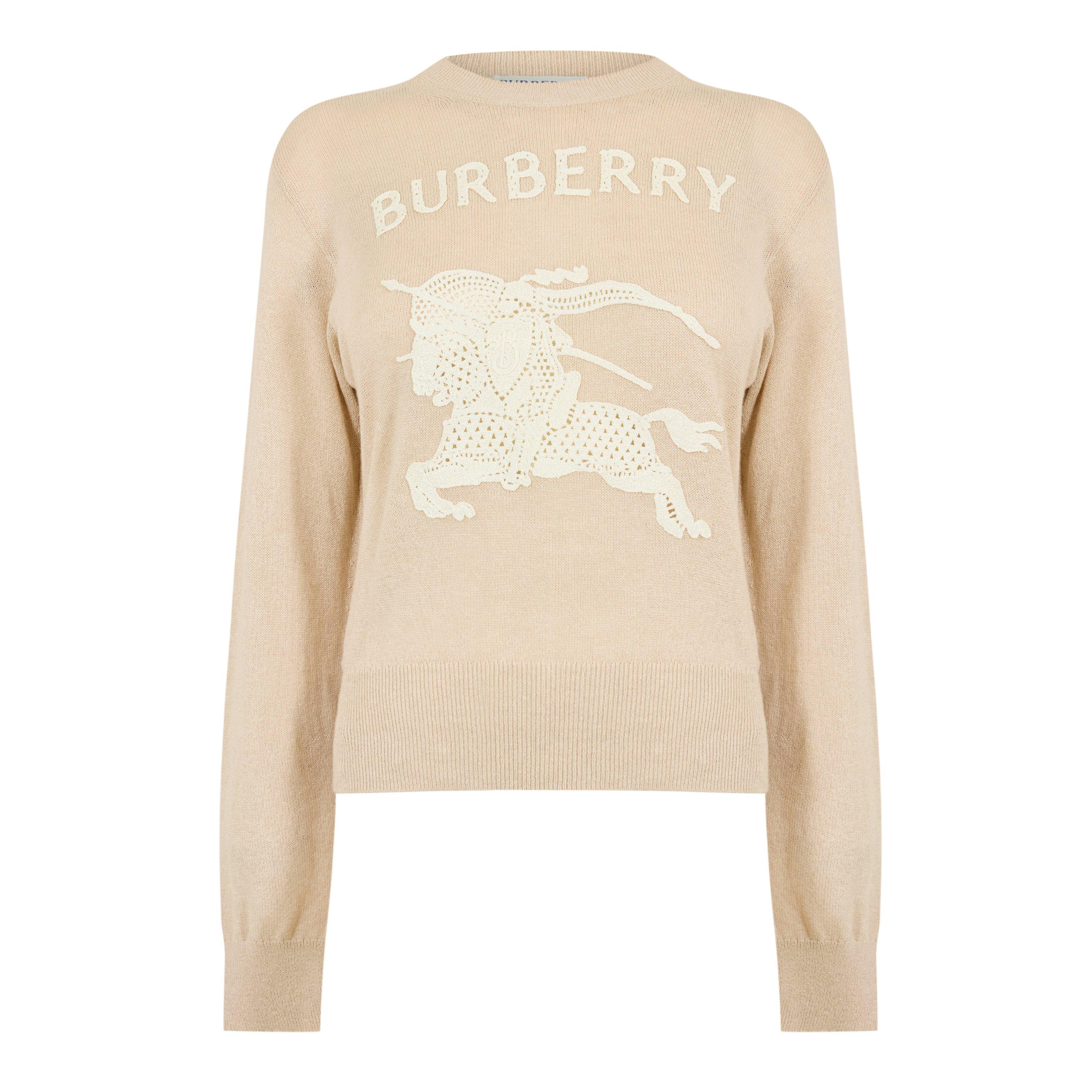 Burberry Women's Crew Neck Jumper - Easel Beige - Size 14 (L)