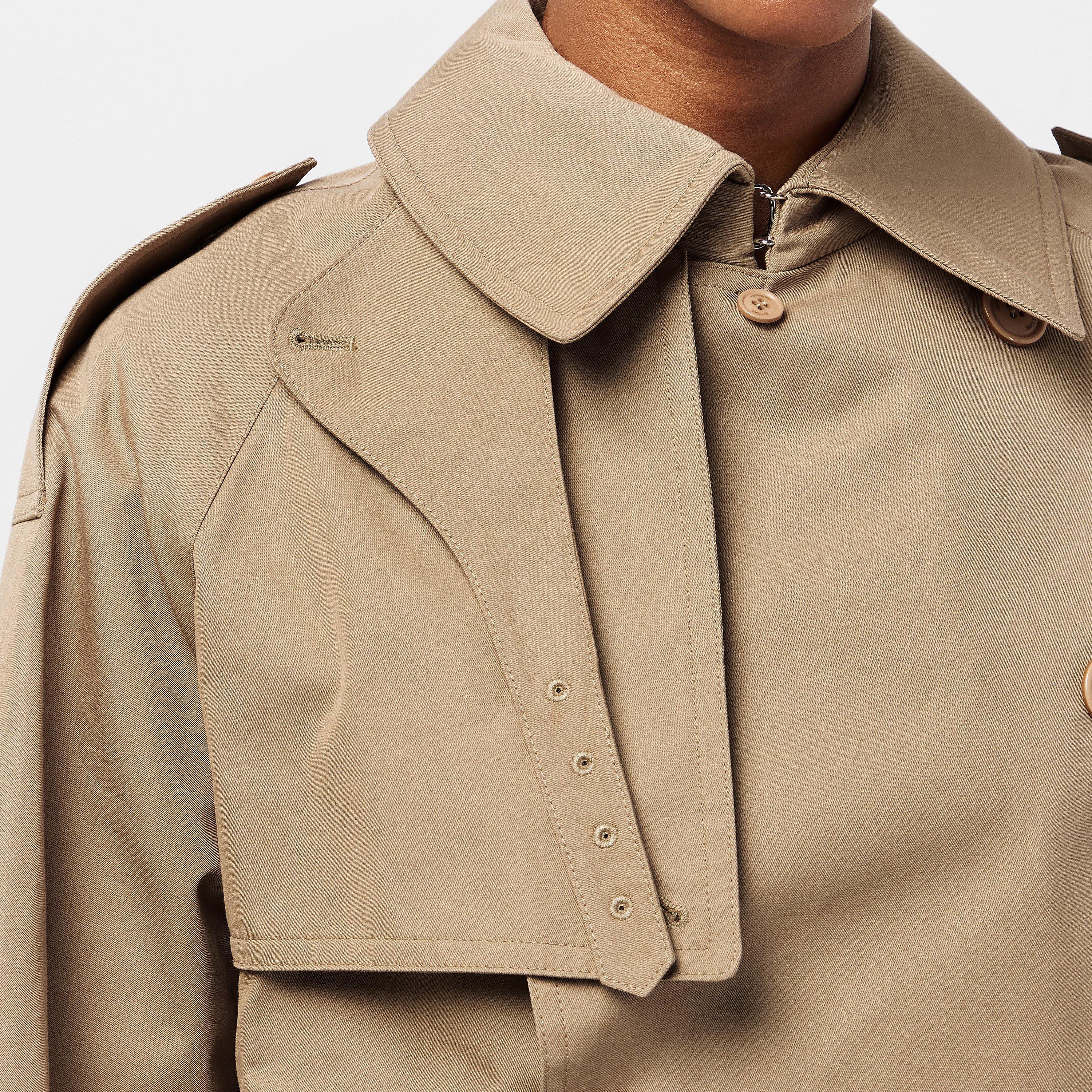Beige - VETEMENTS - Women's Cropped Cotton Long Sleeve Trench Coat - 5