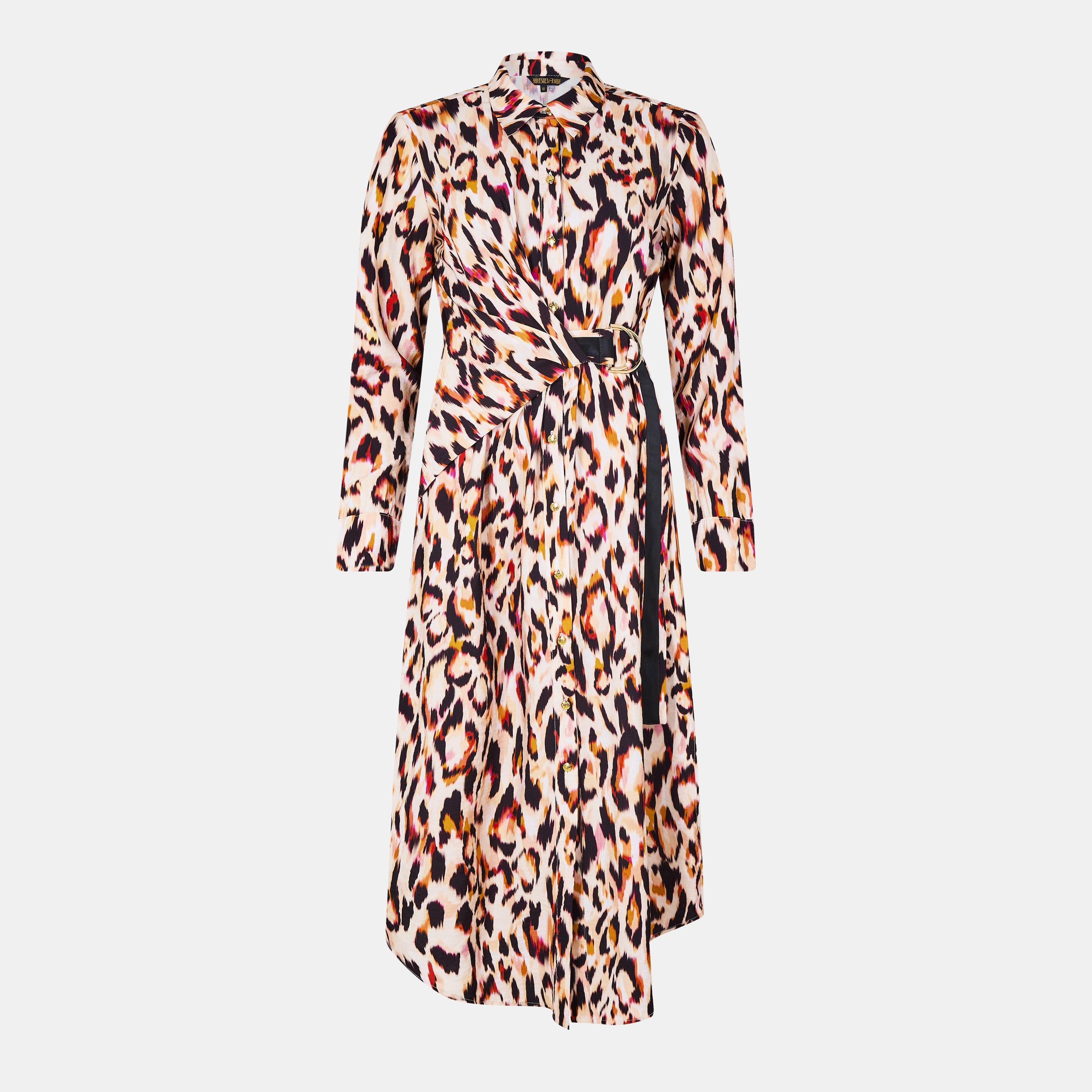 Biba Women's Tie Shirt Dress - Pink Animal - 10 (S)