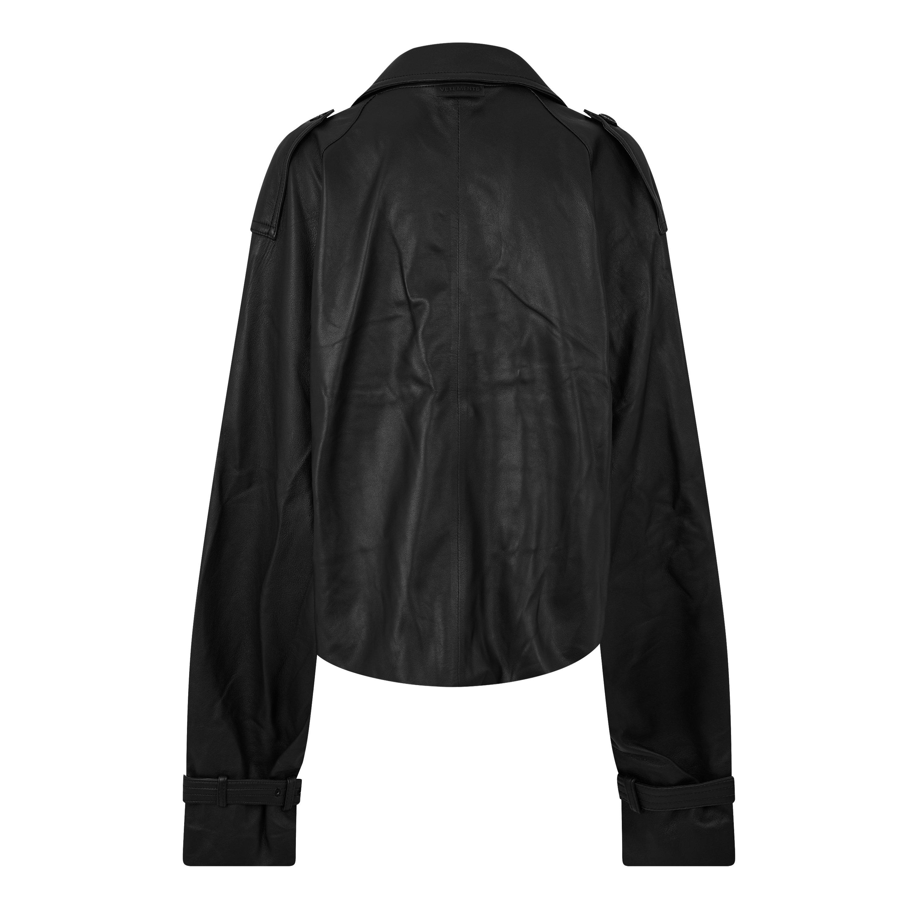 Black - VETEMENTS - Women's Vetements Double-Breasted Long Sleeve Hip Length Trench Coat - 2