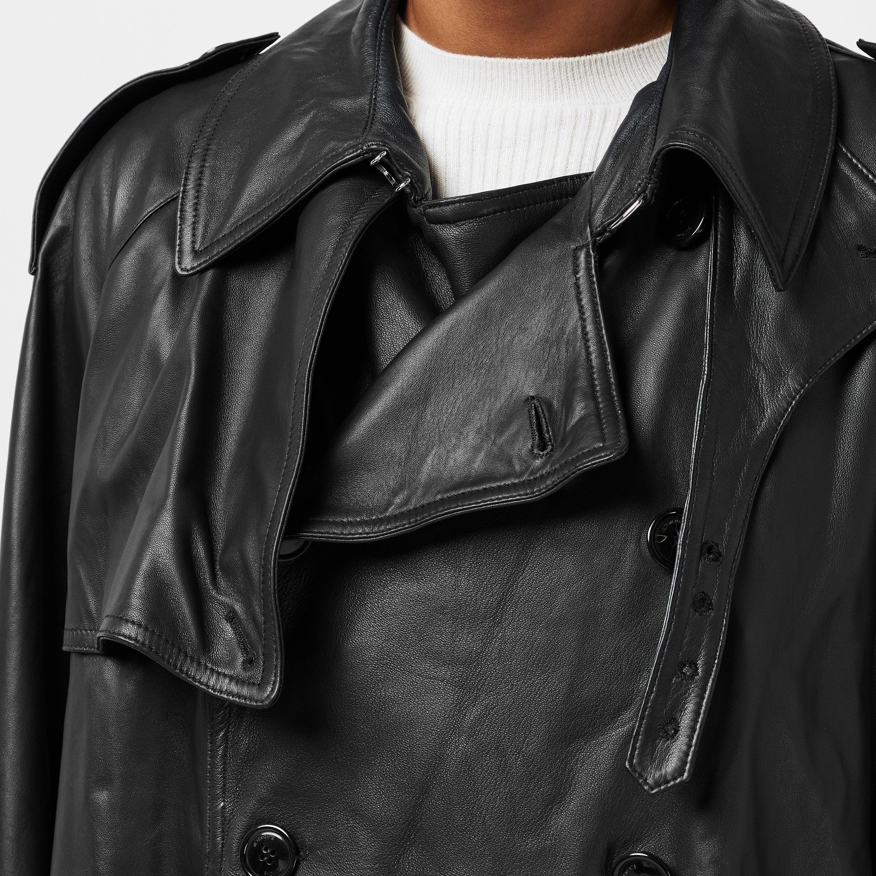 Black - VETEMENTS - Women's Vetements Double-Breasted Long Sleeve Hip Length Trench Coat - 5