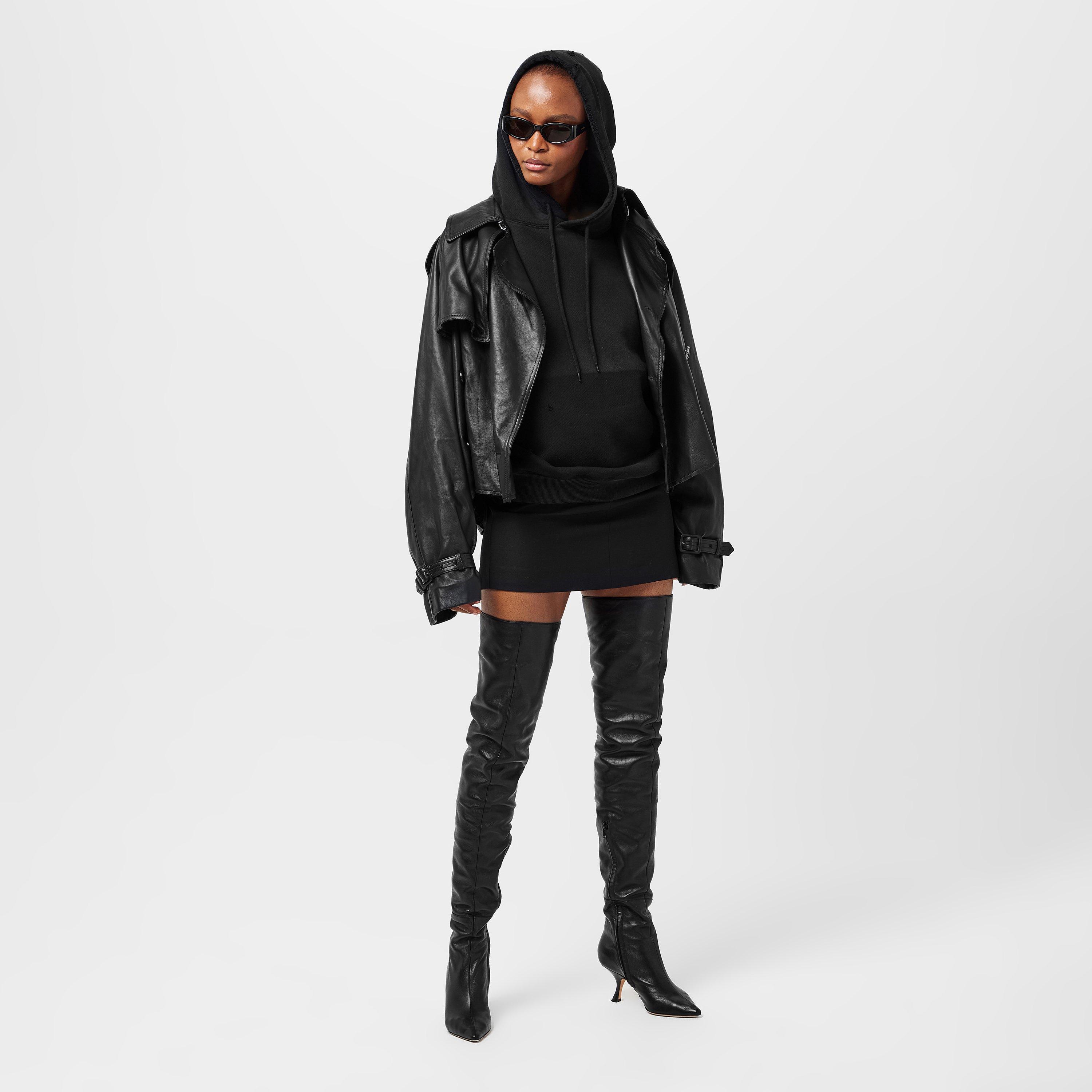 Black - VETEMENTS - Women's Vetements Double-Breasted Long Sleeve Hip Length Trench Coat - 6