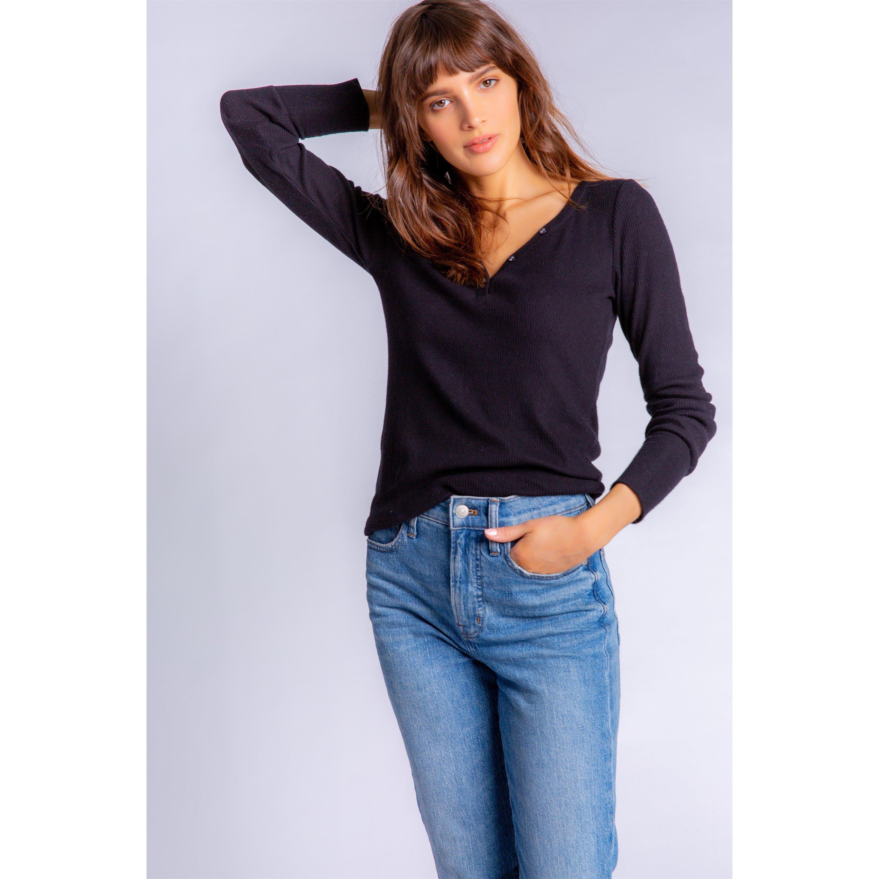 Schwarz - PJ Salvage - Salvage Ribbed Henley Top - 3