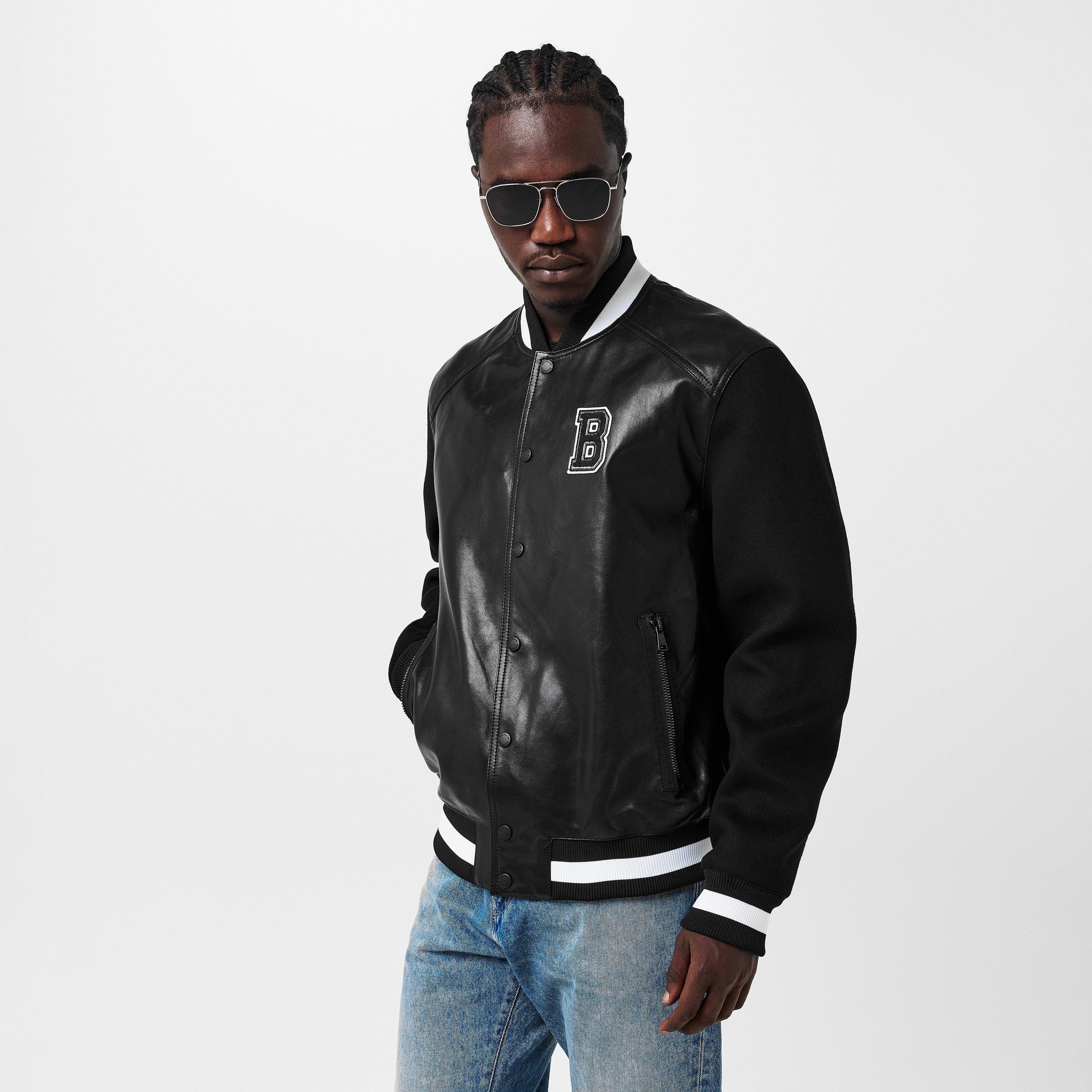 Black - Balmain - Men's Logo Press-Stud Varsity Jacket - 3