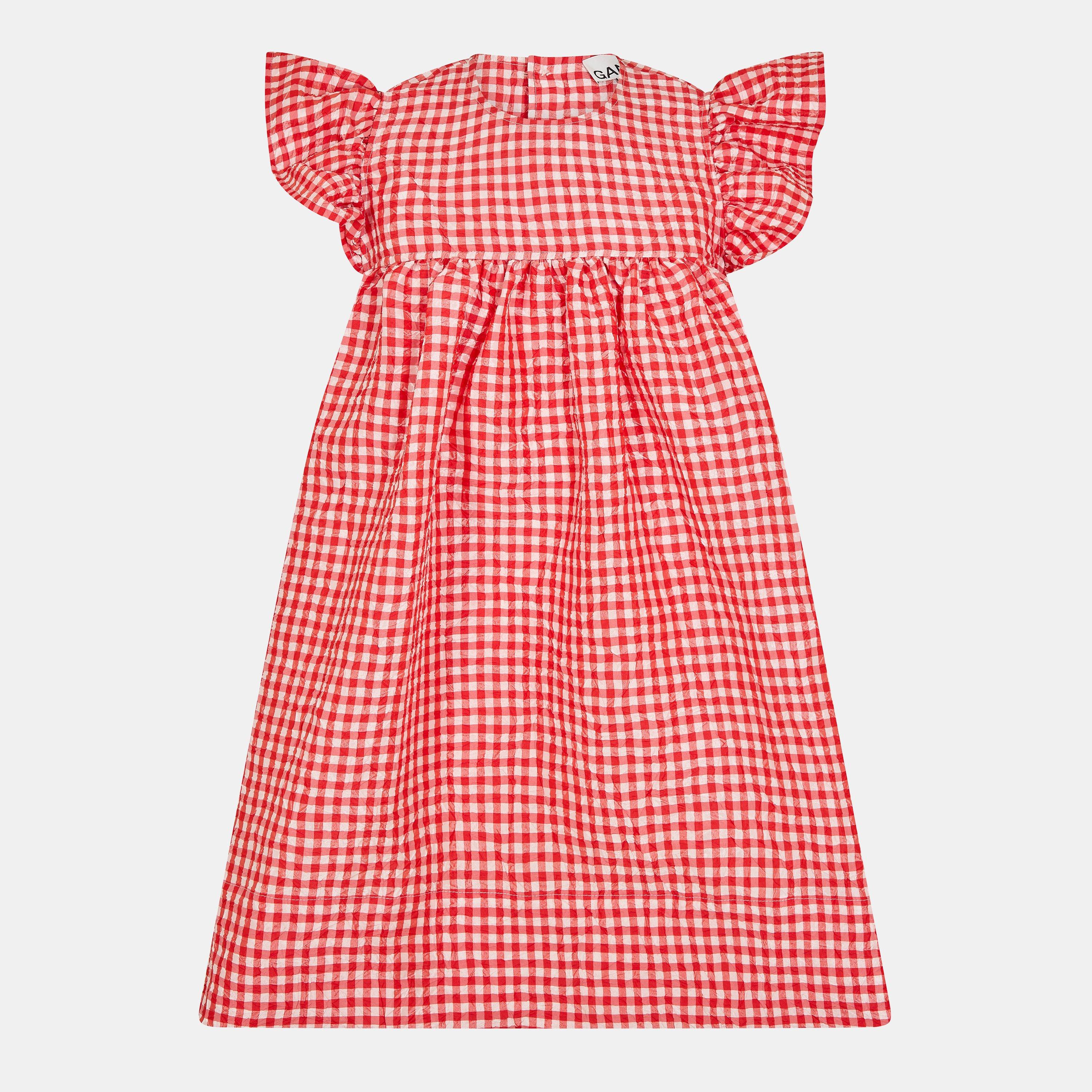 Ganni Women's Frill Mini Lightweight Smock Dress - Red Alert - Size 12 (38)