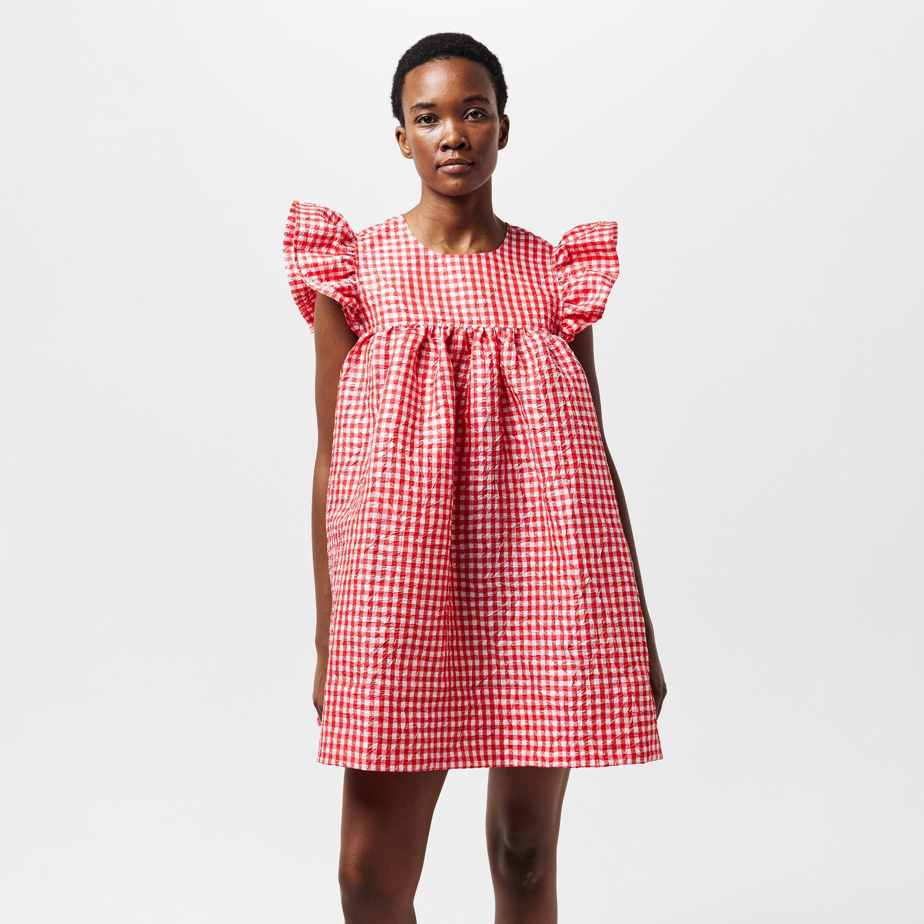 Red Alert - Ganni - Women's Frill Mini Smock Dress - 3