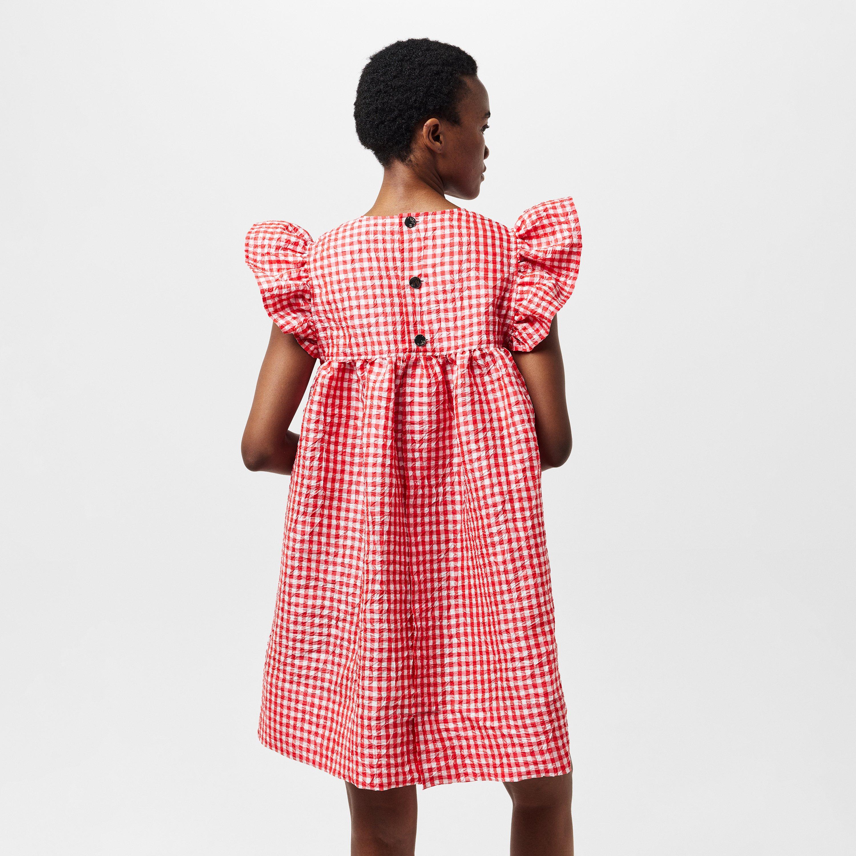 Red Alert - Ganni - Women's Frill Mini Smock Dress - 4