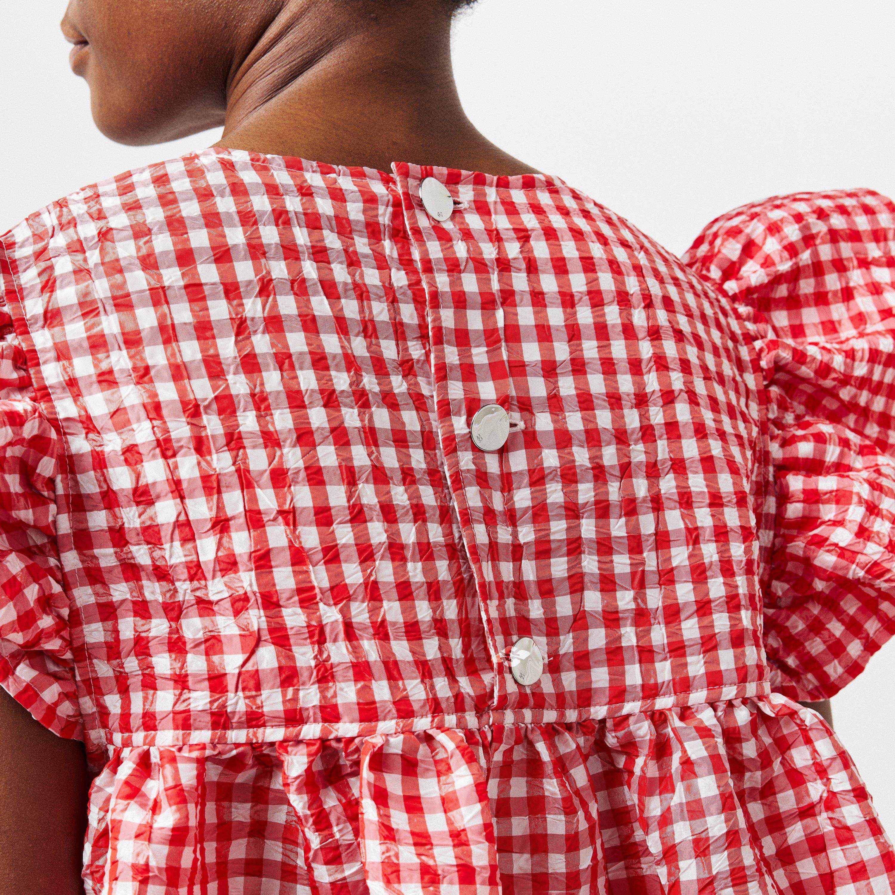 Red Alert - Ganni - Women's Frill Mini Smock Dress - 5