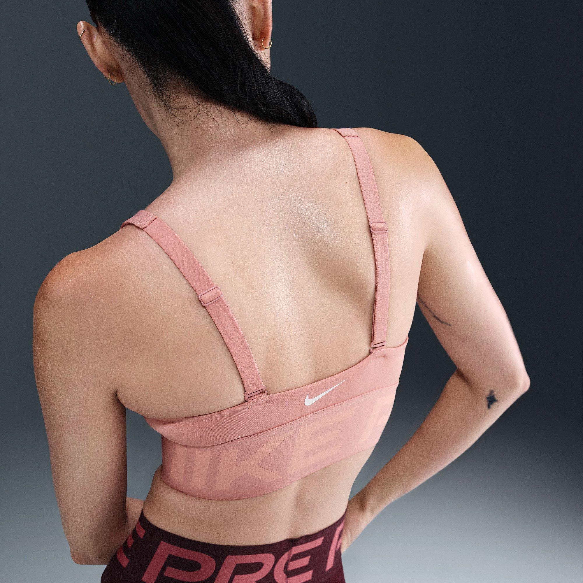 Pink - Nike - Pro Indy Plunge Womens Padded Sports Bra - 3