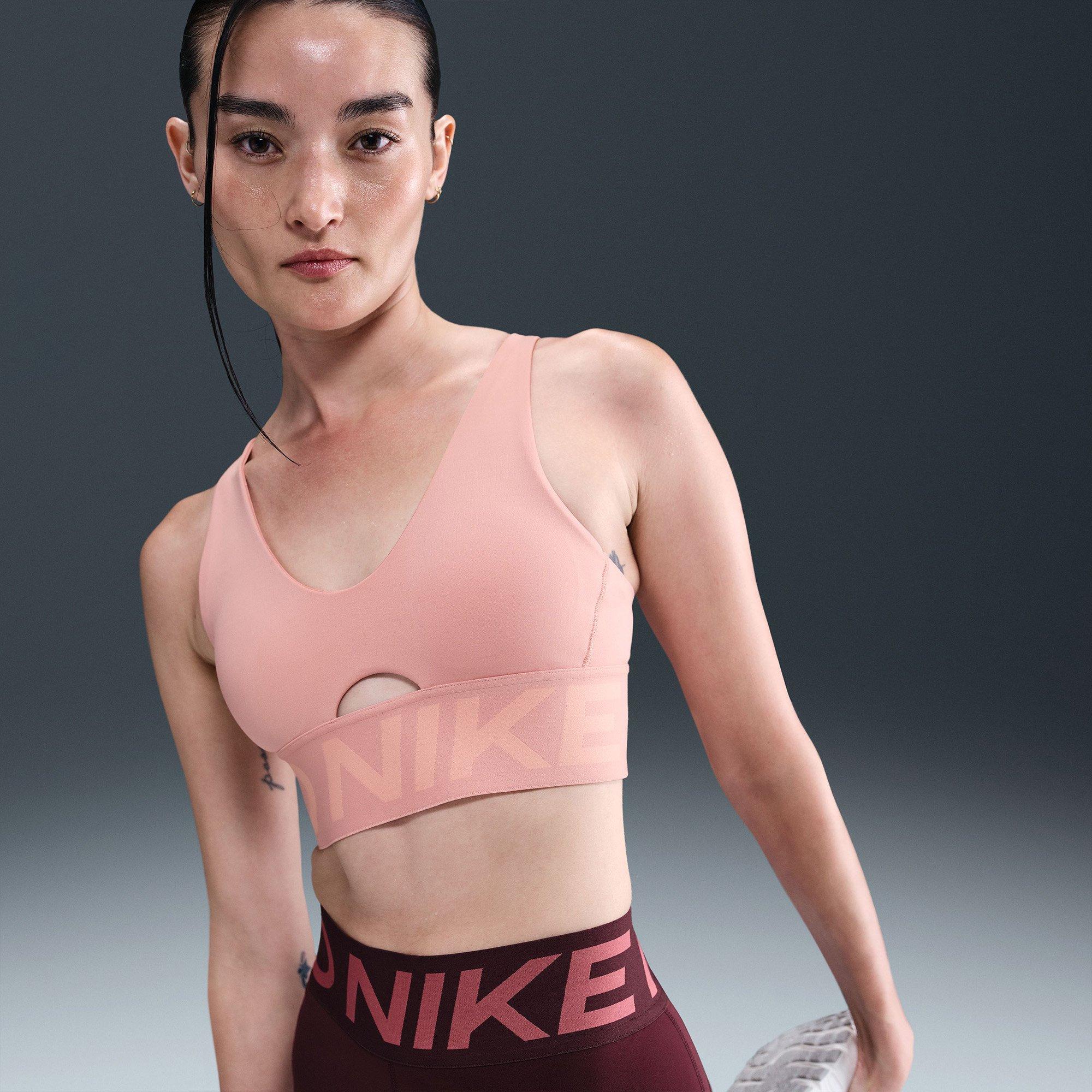 Pink - Nike - Pro Indy Plunge Womens Padded Sports Bra - 4