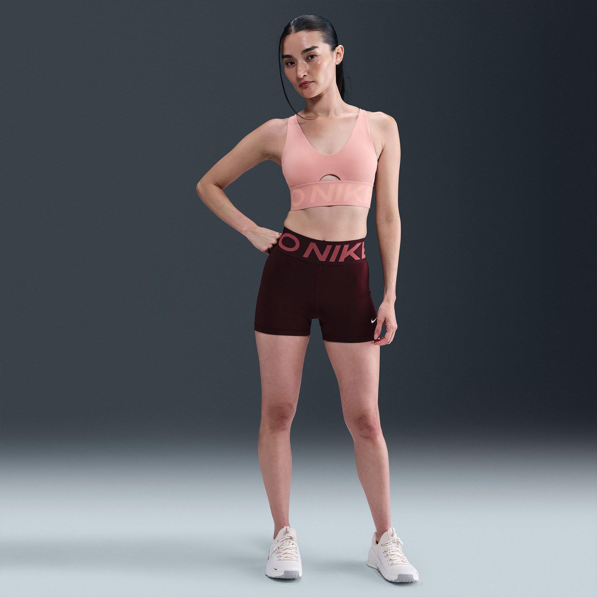 Pink - Nike - Pro Indy Plunge Womens Padded Sports Bra - 6