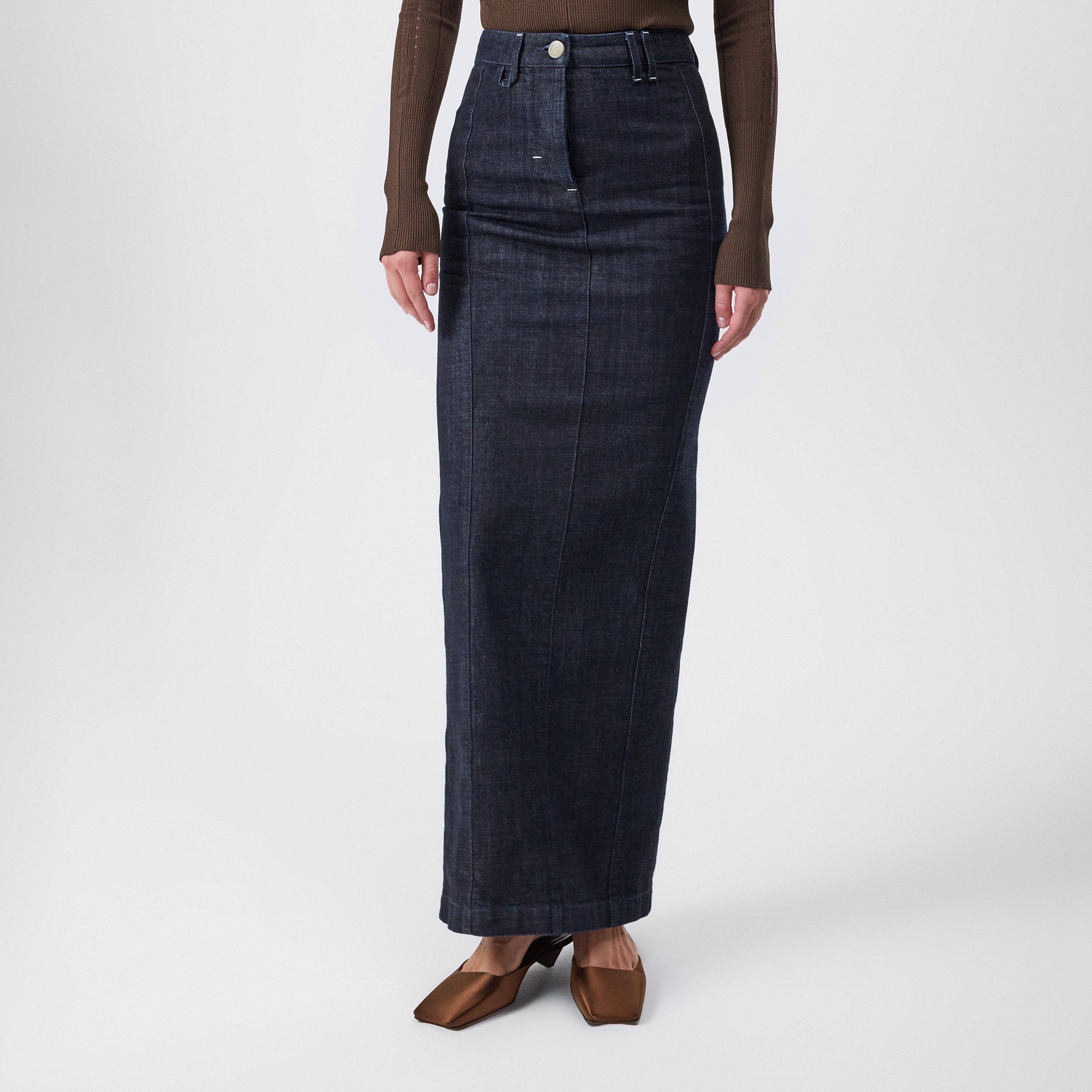 Jacquemus Denim Crayon Maxi Skirt - Dark Navy - Size 27W
