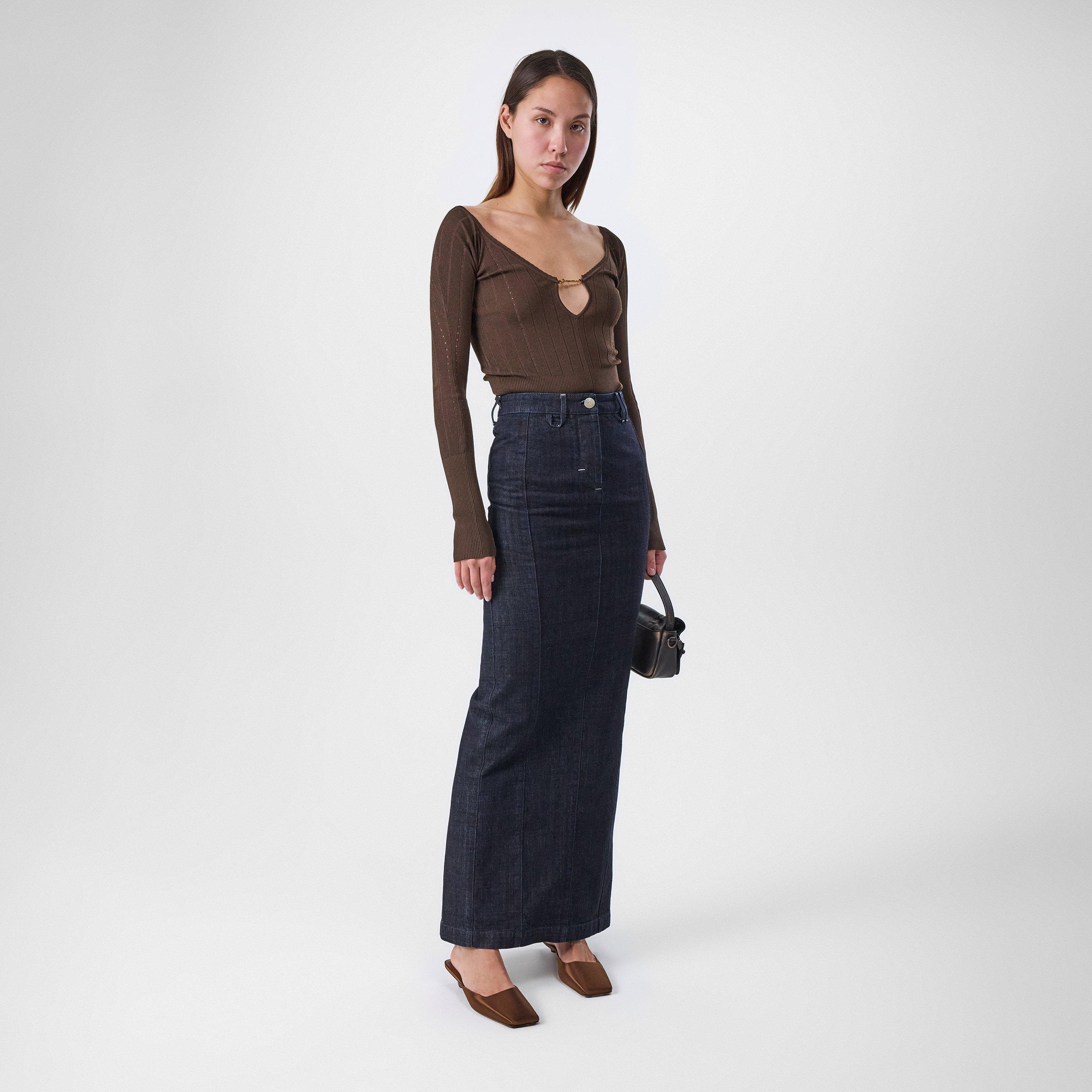 Dark Navy - Jacquemus - Denim Crayon Maxi Skirt - 4