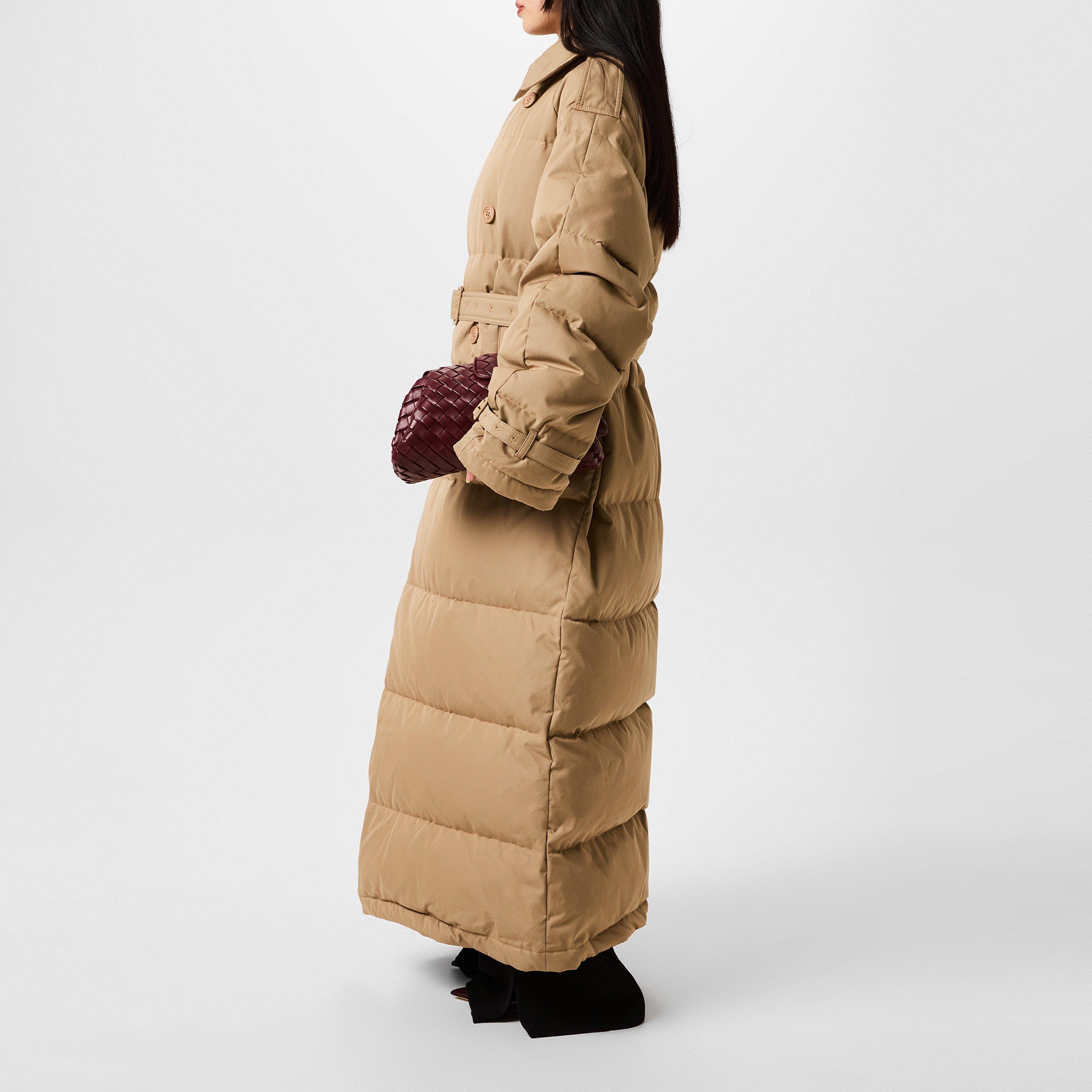 Beige - VETEMENTS - Women's Puffer Trench Coat Cotton Long Sleeve Oversized Fit Long Puffer Jacket - 2