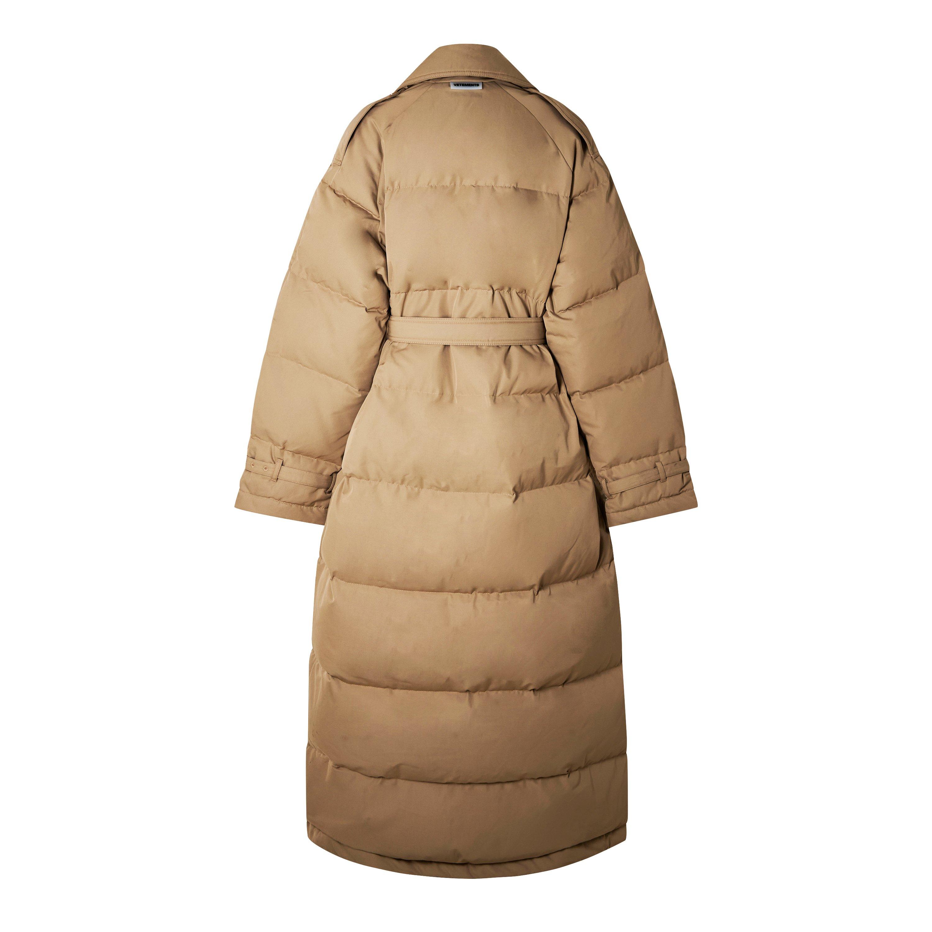 Beige - VETEMENTS - Women's Puffer Trench Coat Cotton Long Sleeve Oversized Fit Long Puffer Jacket - 6