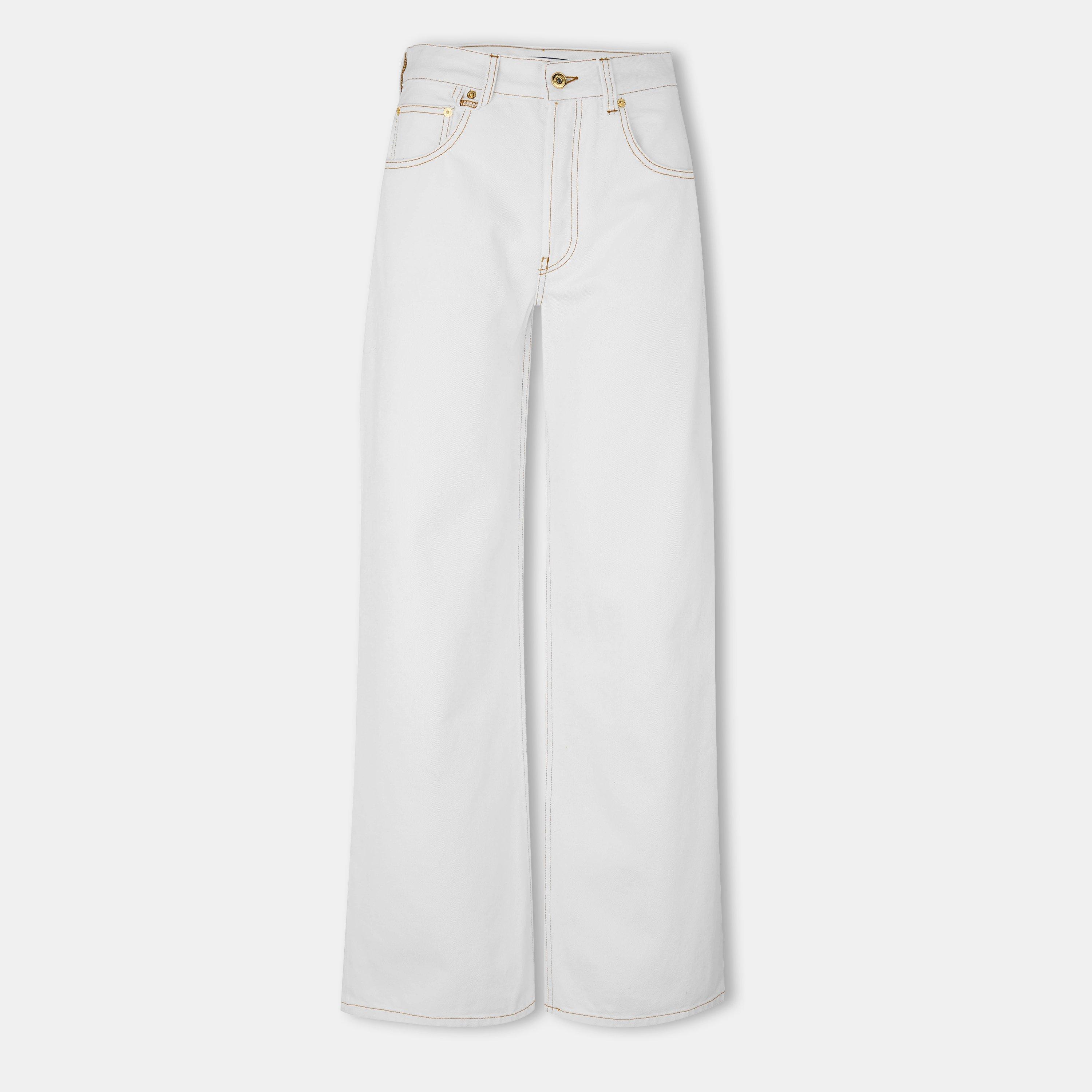 Off White - Jacquemus - Women's Jacquard De Nimes Wide Leg Jeans - 1