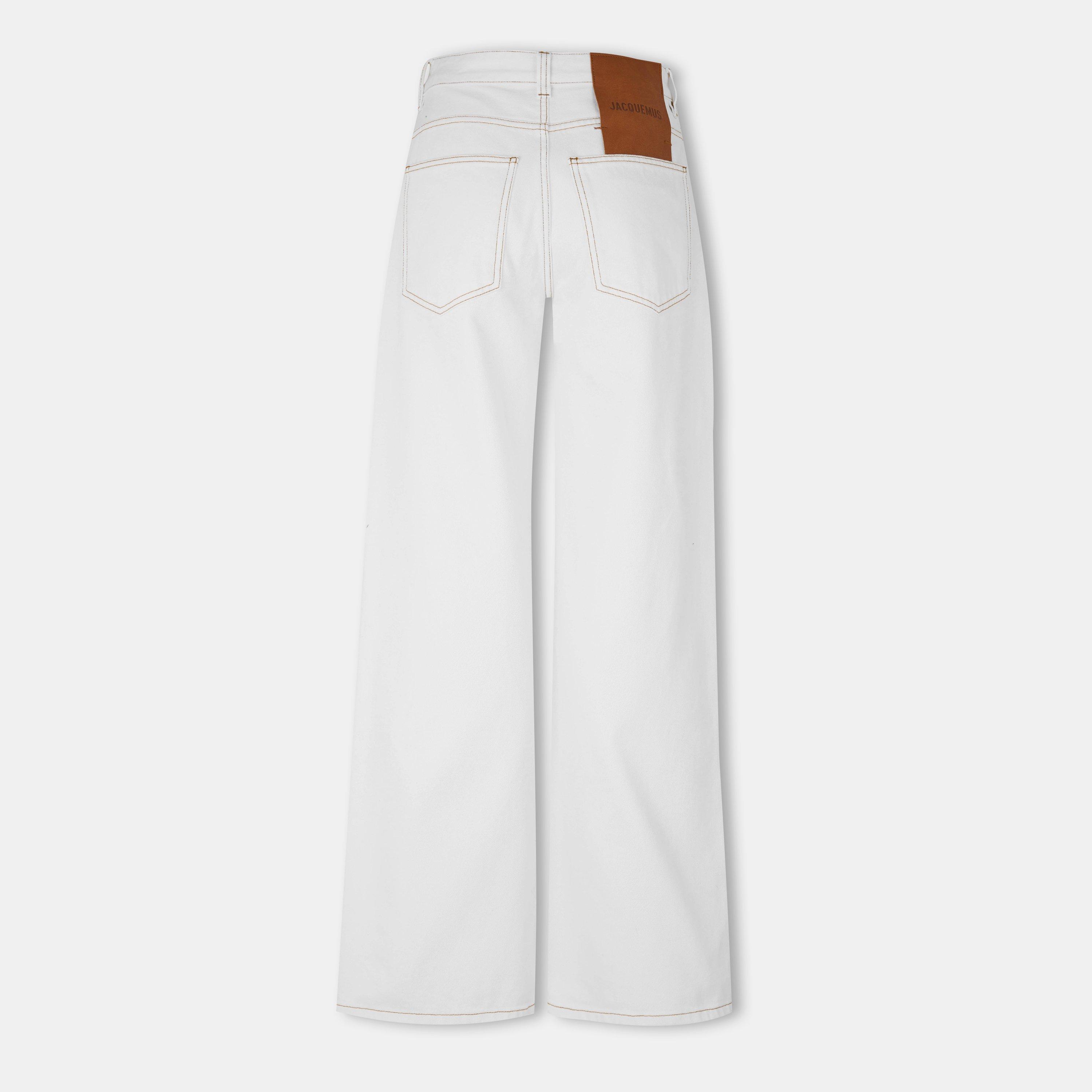 Off White - Jacquemus - Women's Jacquard De Nimes Wide Leg Jeans - 2