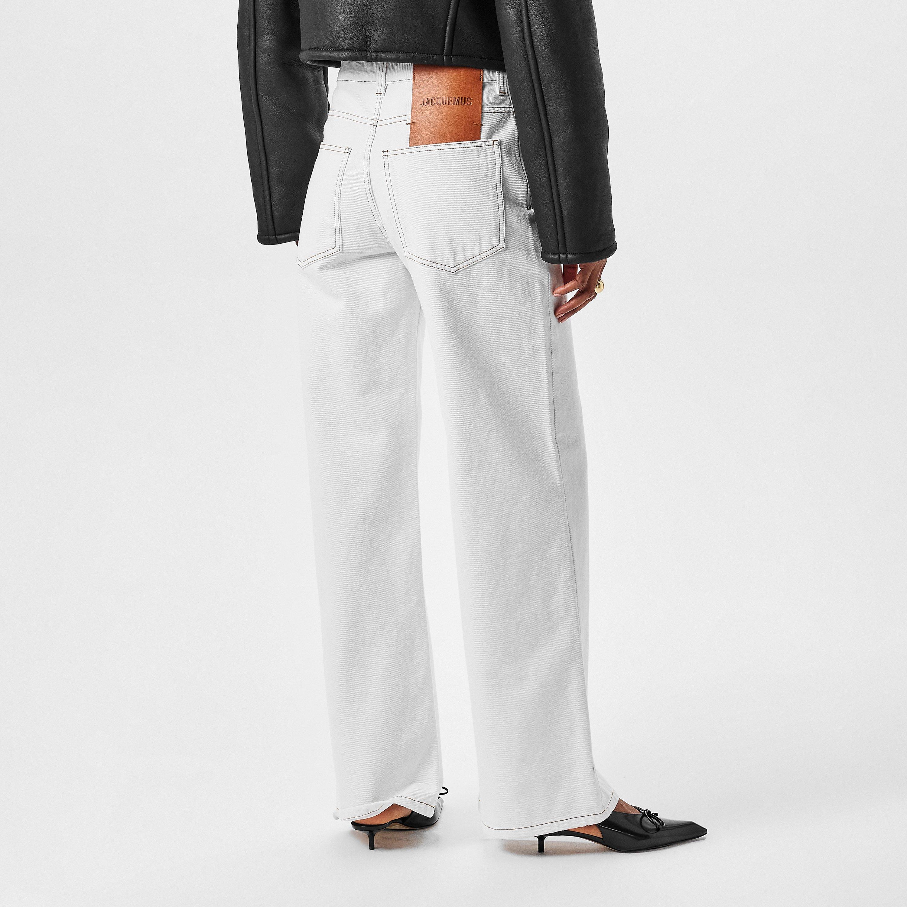 Off White - Jacquemus - Women's Jacquard De Nimes Wide Leg Jeans - 4