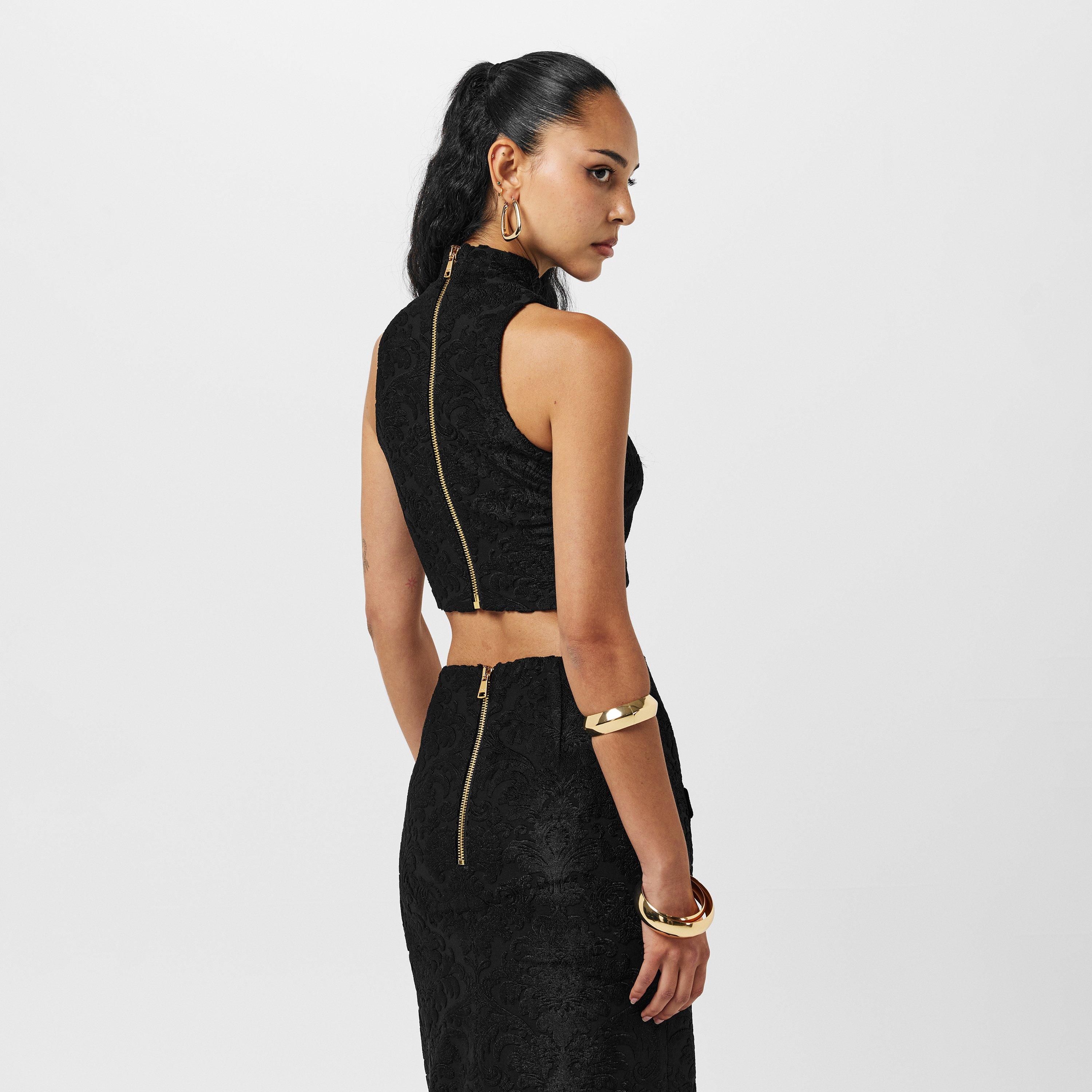 Noir - Balmain - Women's Short Sleeve Crop Top - 4