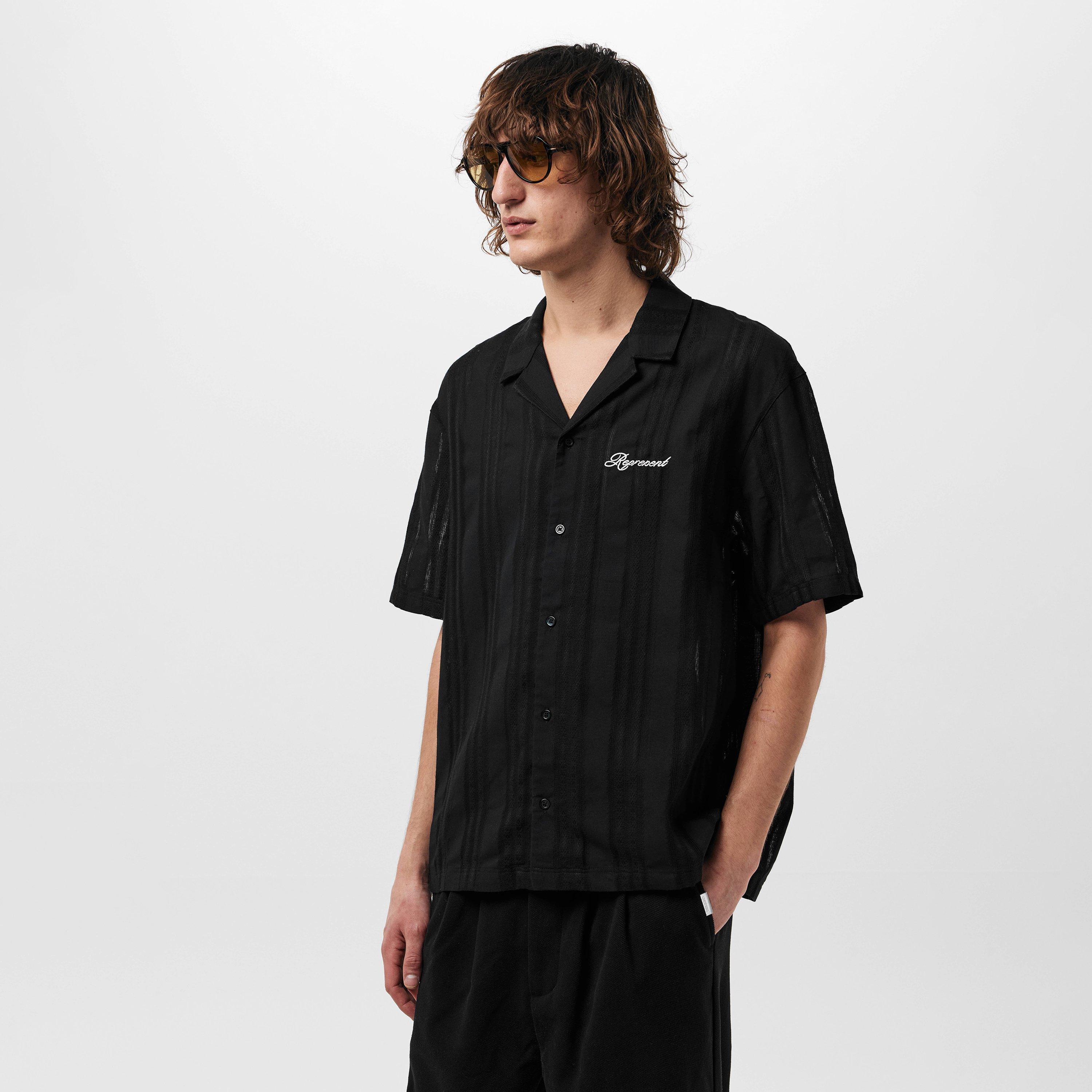 Jet Black - Represent - Men's Rep Embroidered Bowling Shirt, Design Shirt - 3