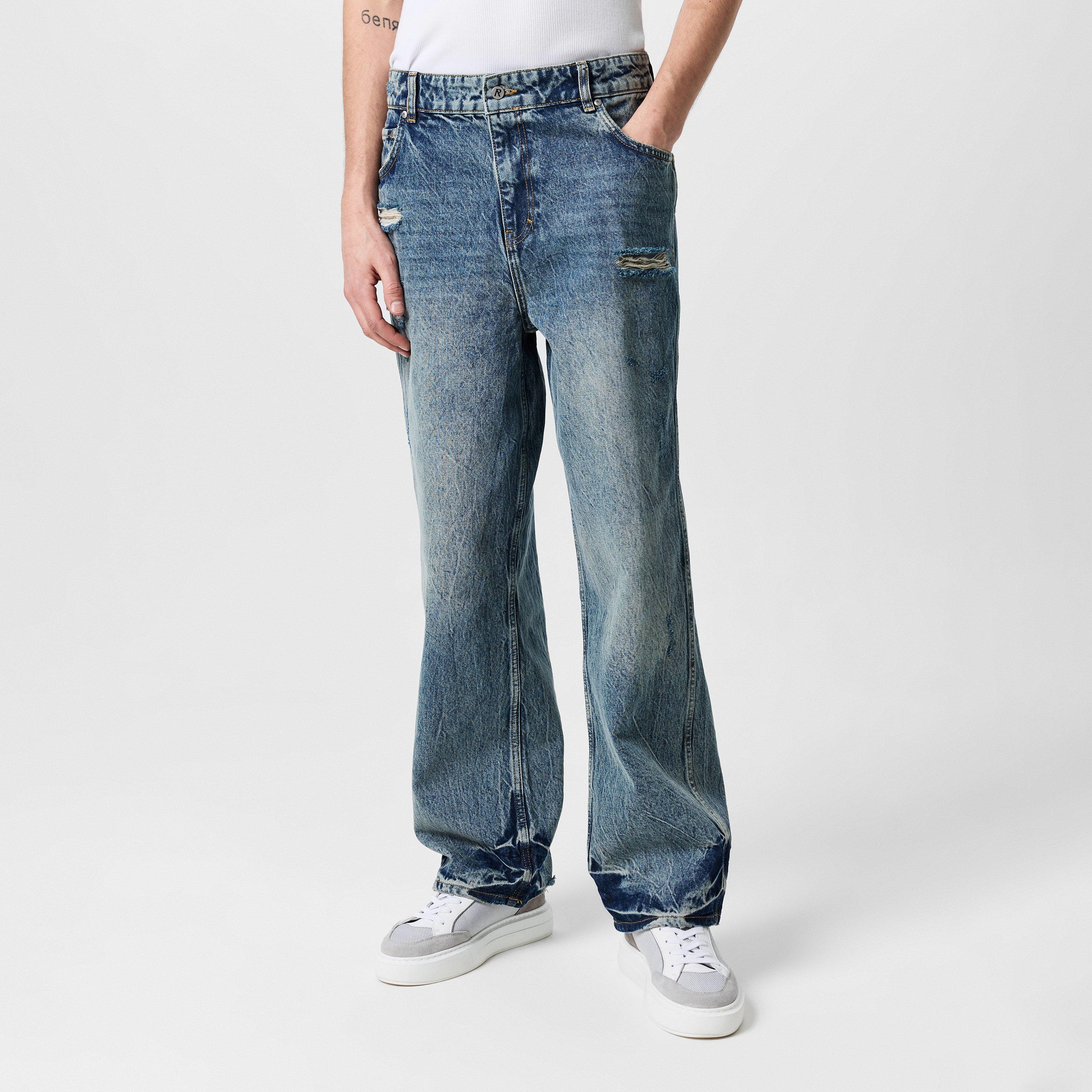 Blue/Cream - Represent - Men's R3 Baggy Denim Jeans - 3