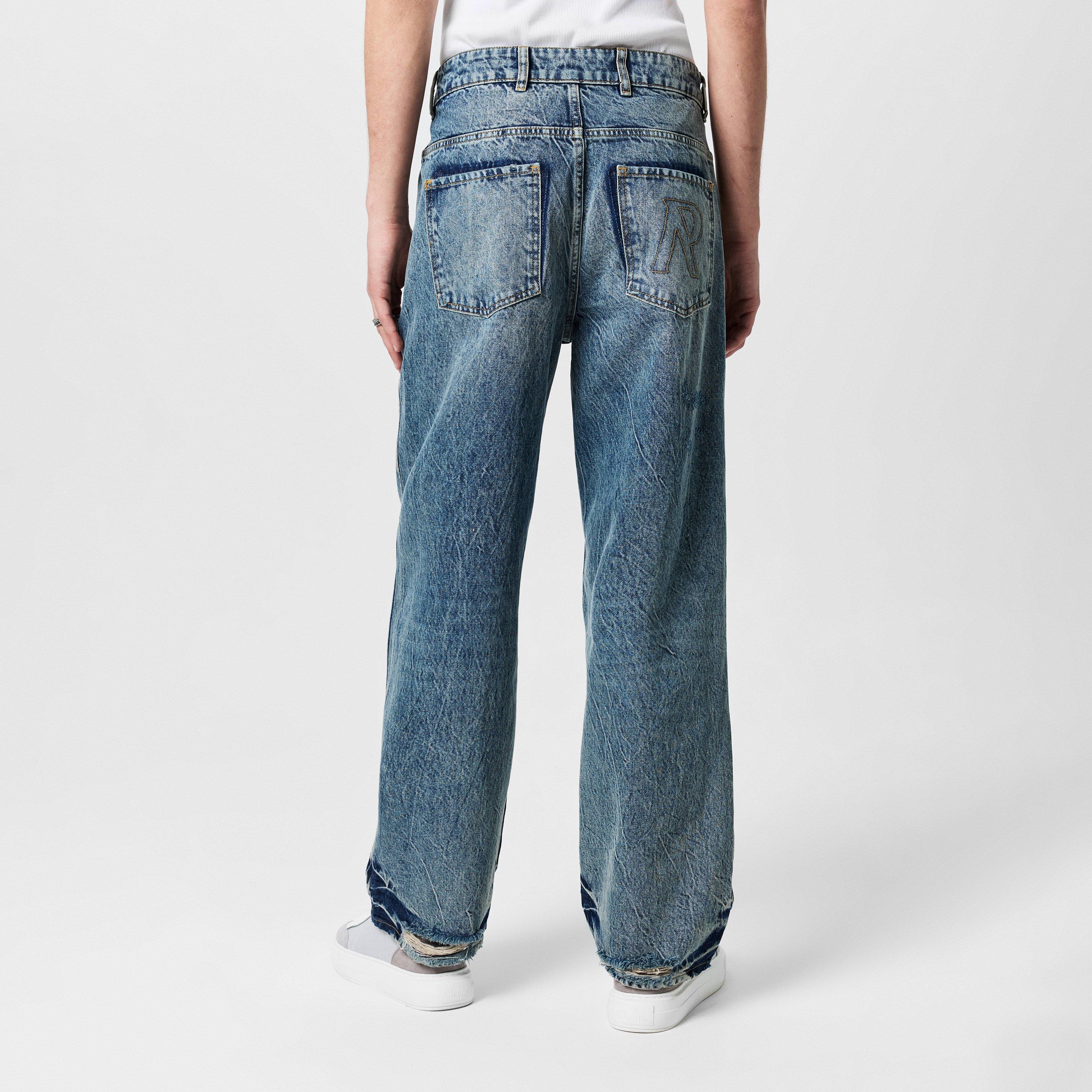 Blue/Cream - Represent - Men's R3 Baggy Denim Jeans - 4