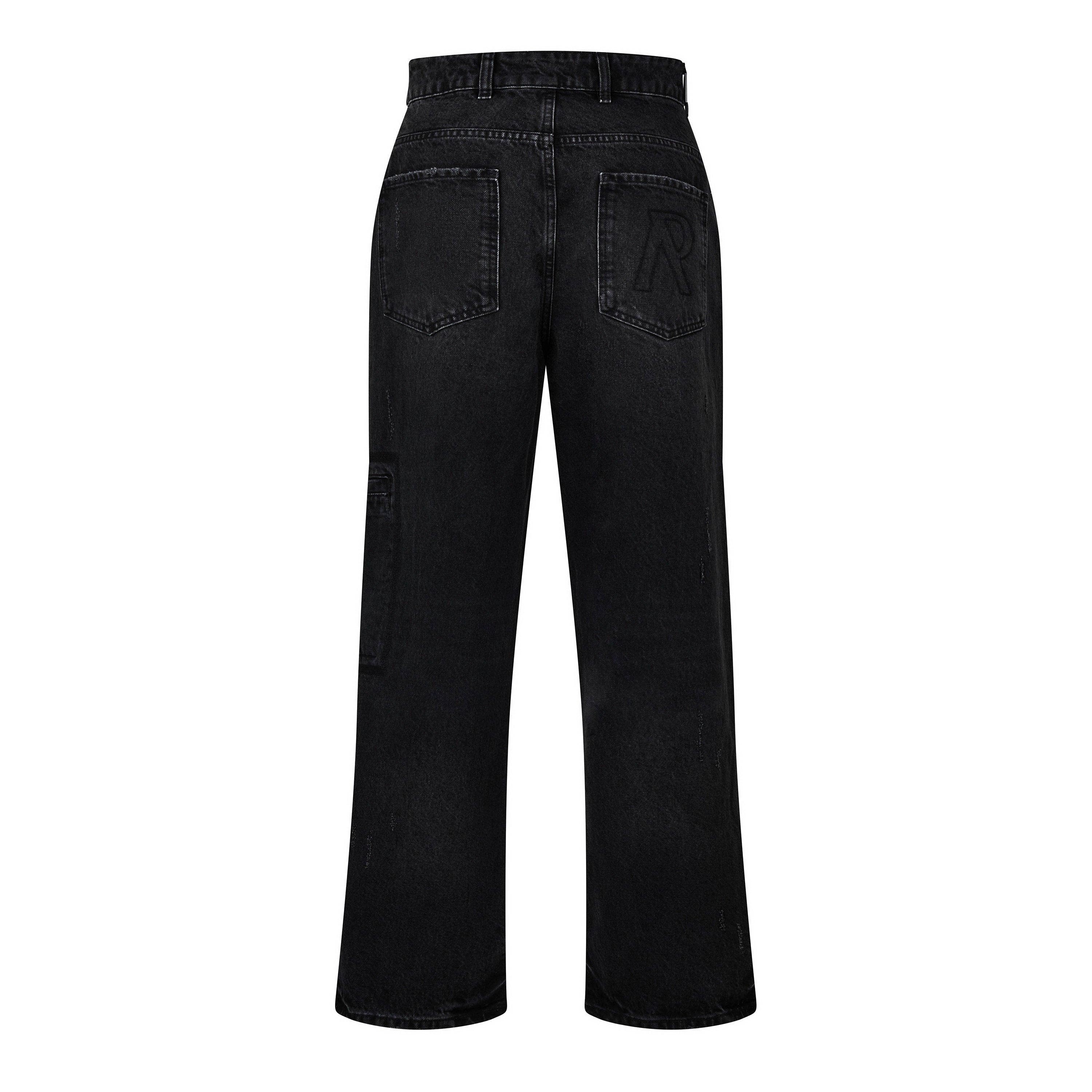 Jet Black - Represent - Men's Drive Denim Wide Leg Jeans - 6