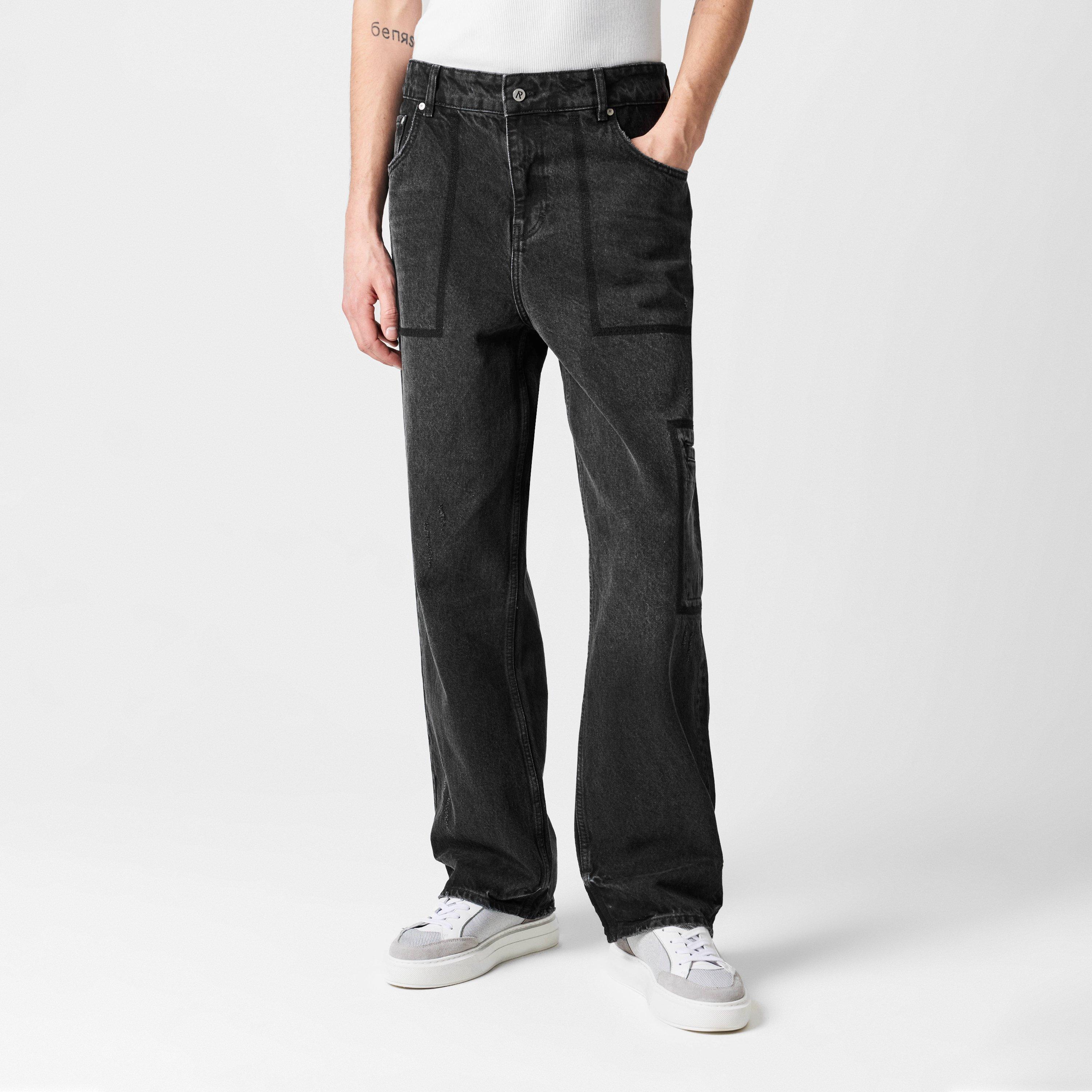 Jet Black - Represent - Men's Drive Denim Wide Leg Jeans - 3