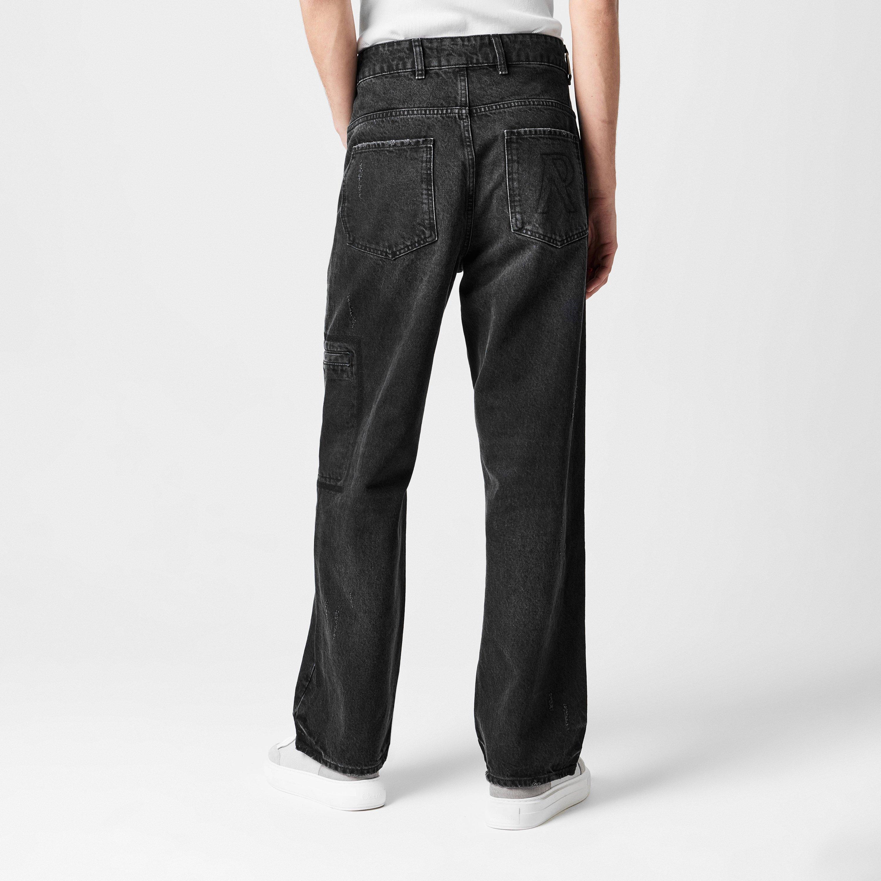 Jet Black - Represent - Men's Drive Denim Wide Leg Jeans - 4