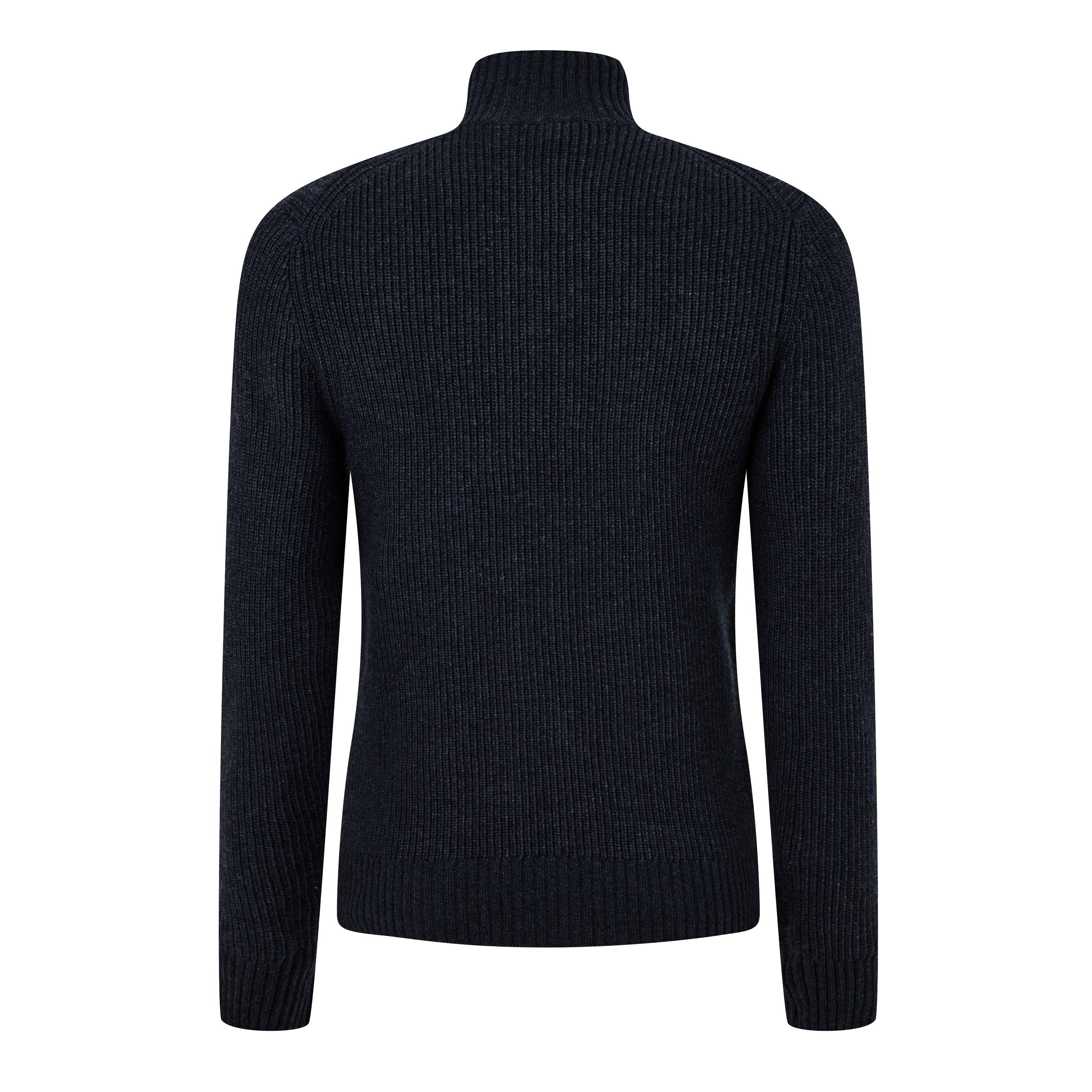 Dunkles Marineblau Meliert - Lyle and Scott - Men's Knitted Rib Zip-Through Cardigan - 2
