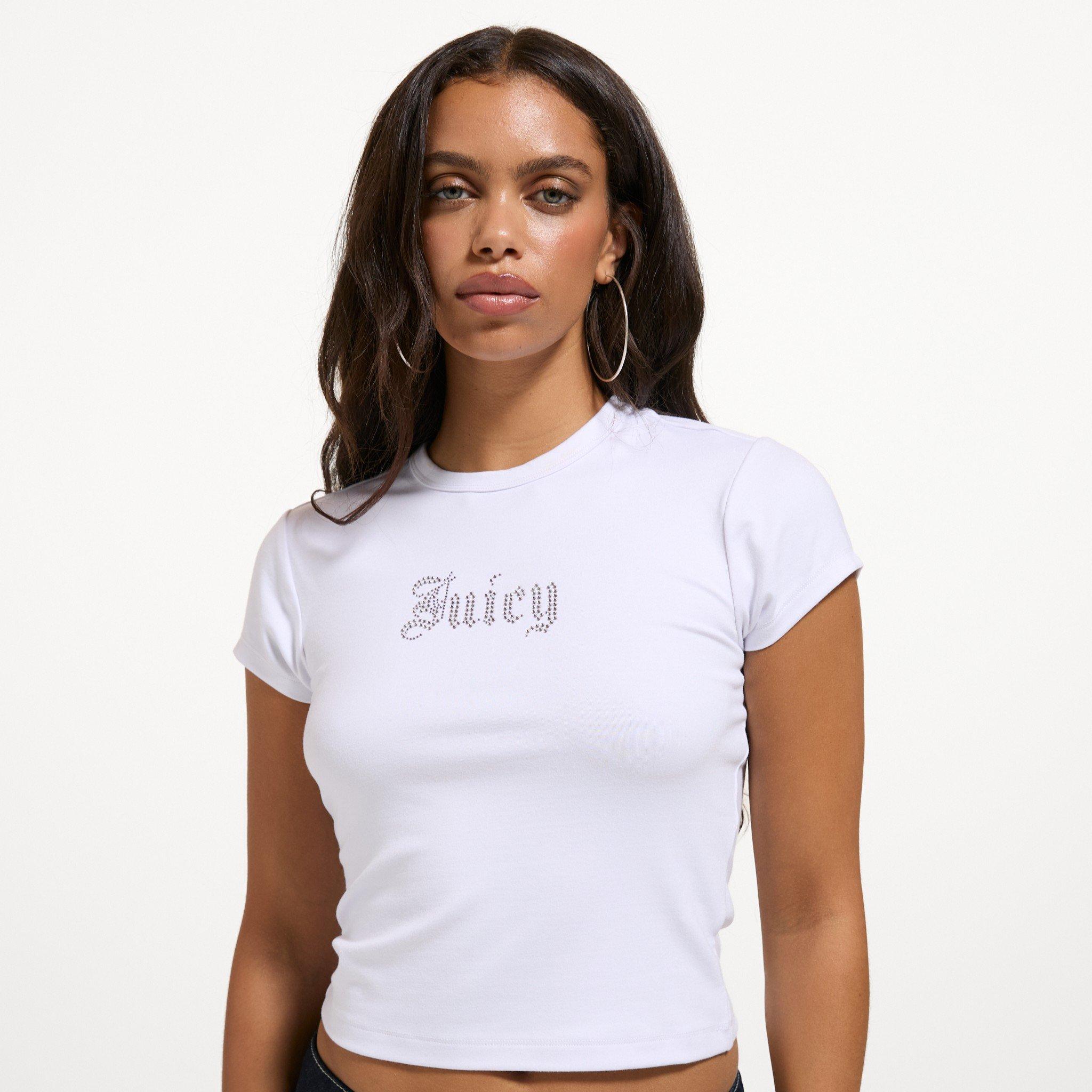 White - Juicy Couture - Women's Gothic Modal Slim-Fit Baby T-Shirt - 2