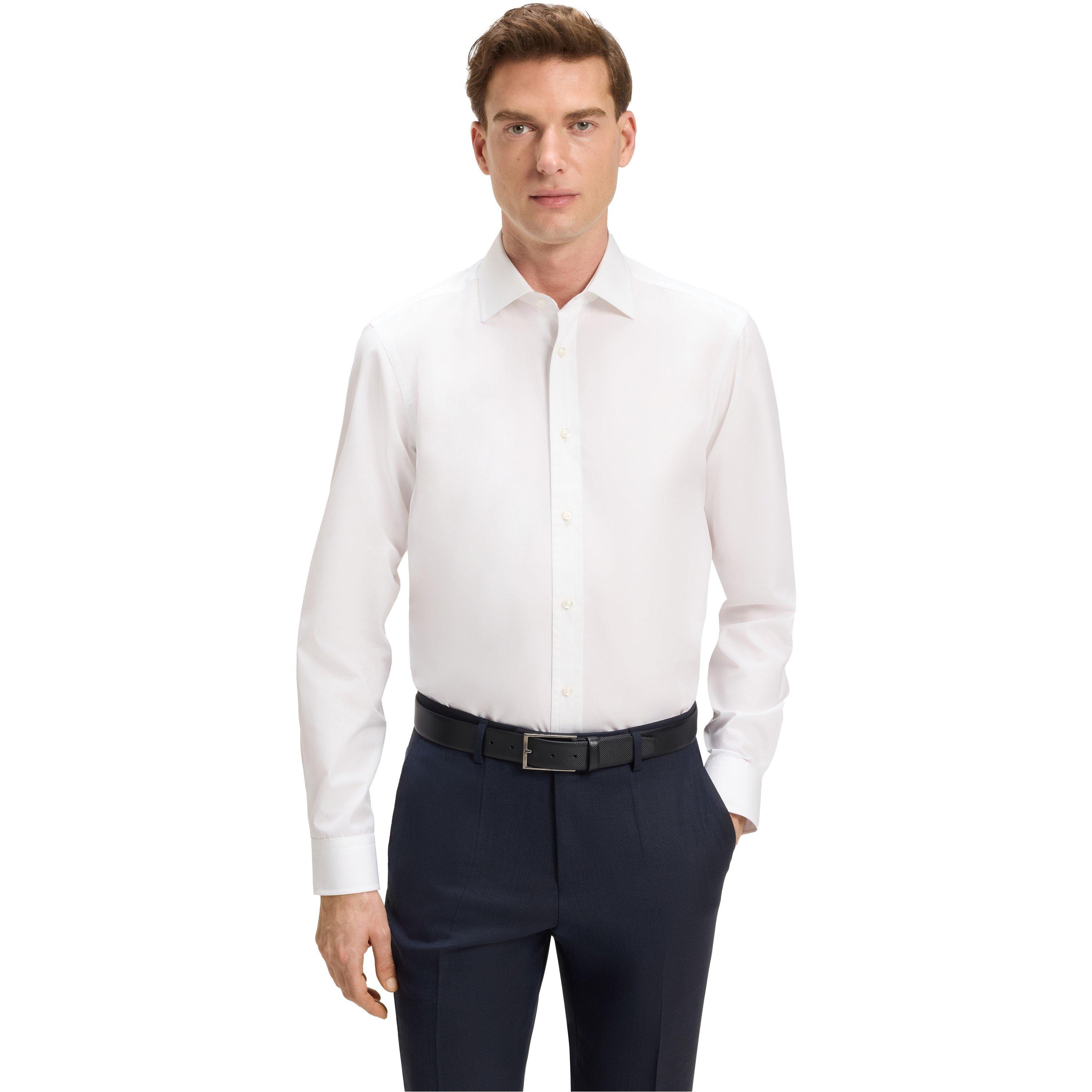 White 100 - Boss - Men's Cotton Long Sleeve Slim Fit Shirt - 2