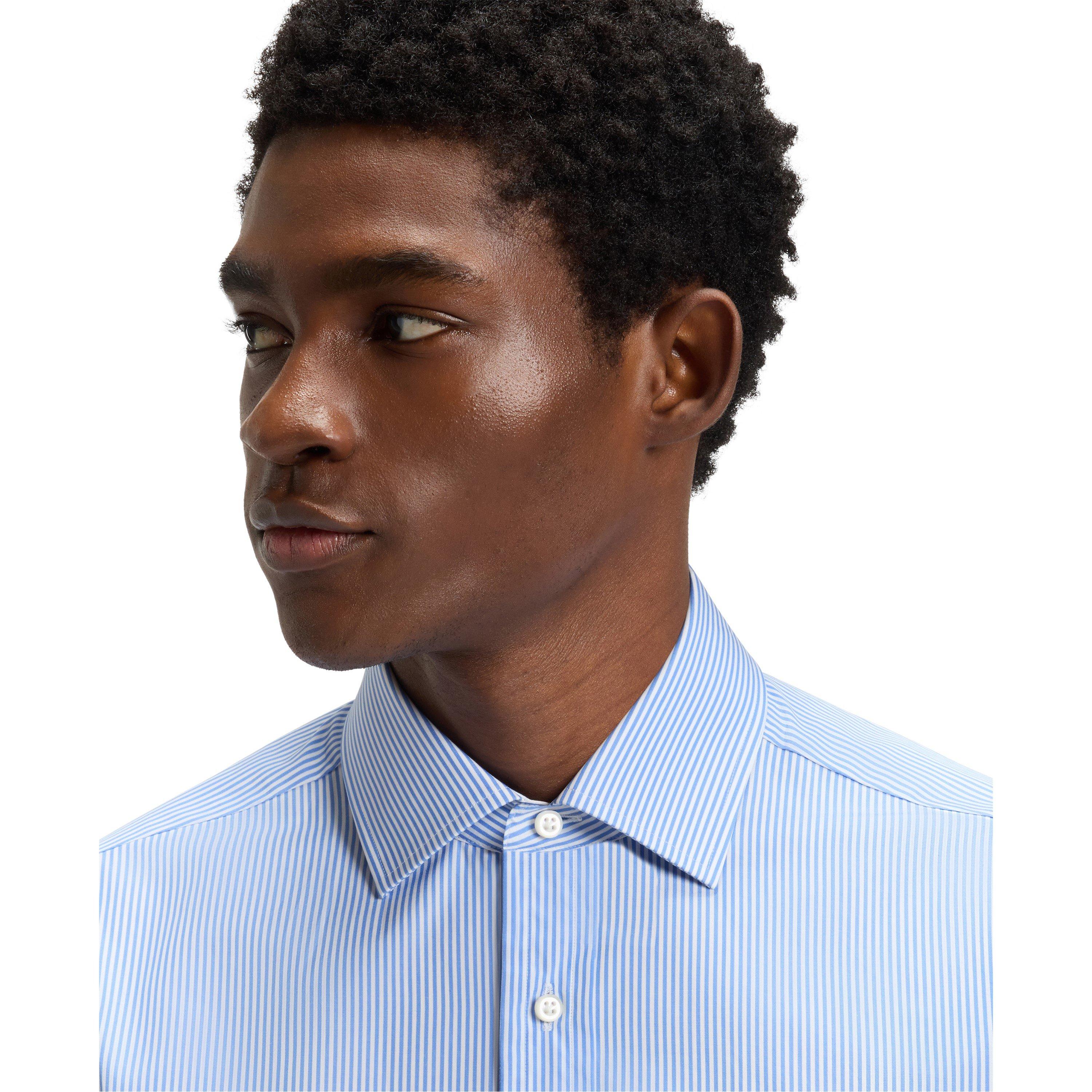 Light Blue 450 - Boss - Men's Double Breasted David Structured Slim Fit Shirt - 5