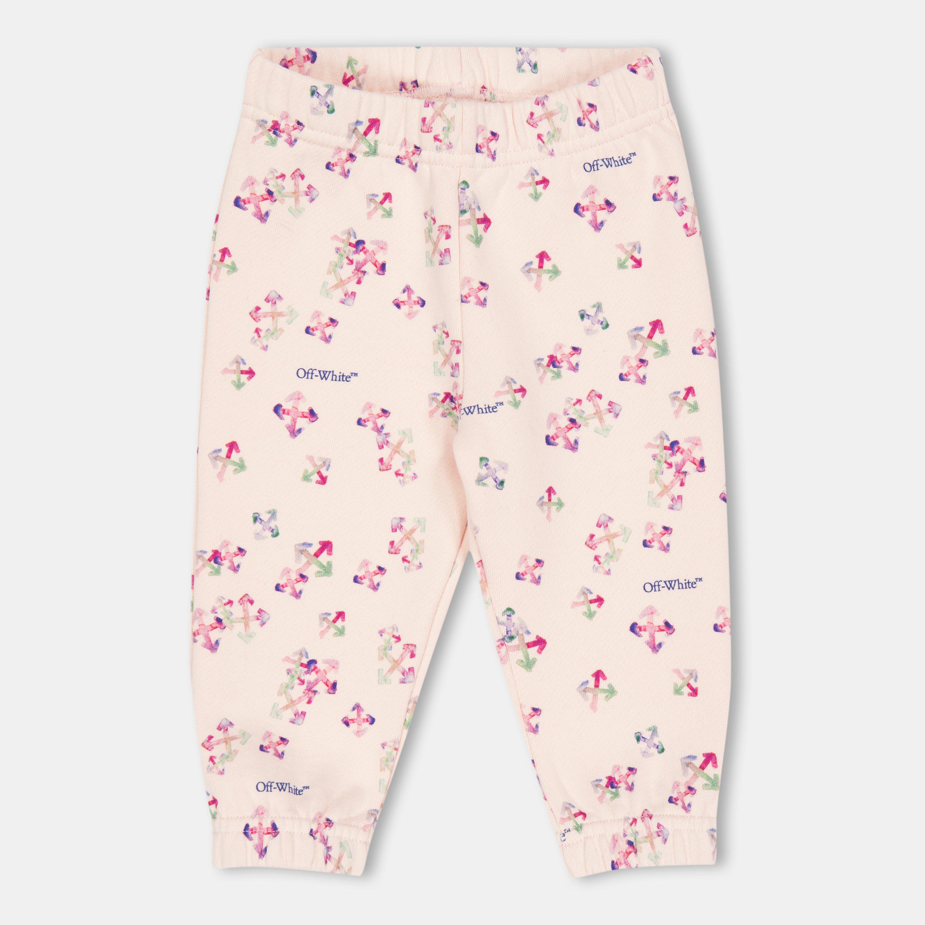 Pink 3C84 - Off White - Kids' All Over Print Closed Hem Fleece Joggers - 2